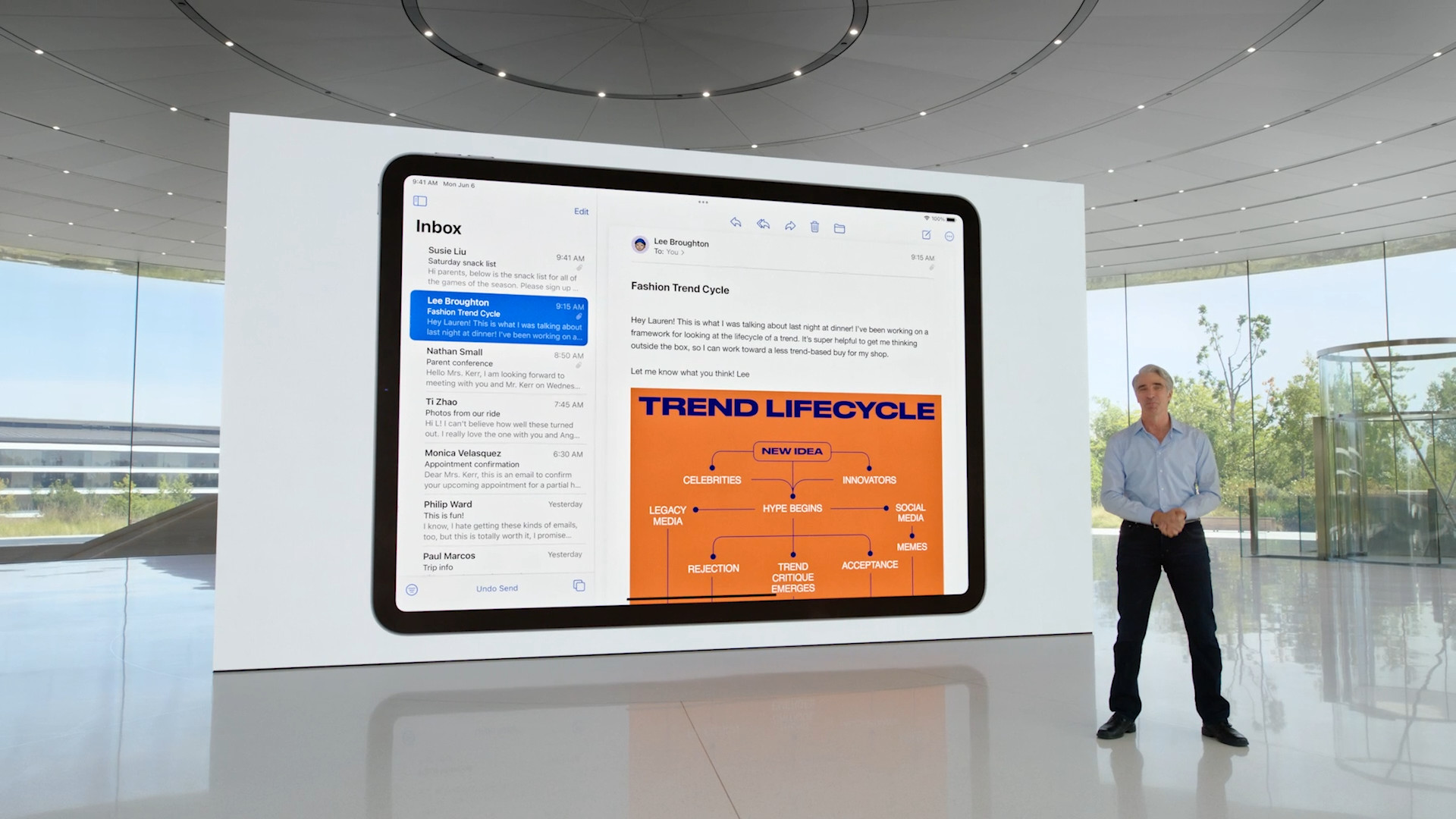 ipad email interface