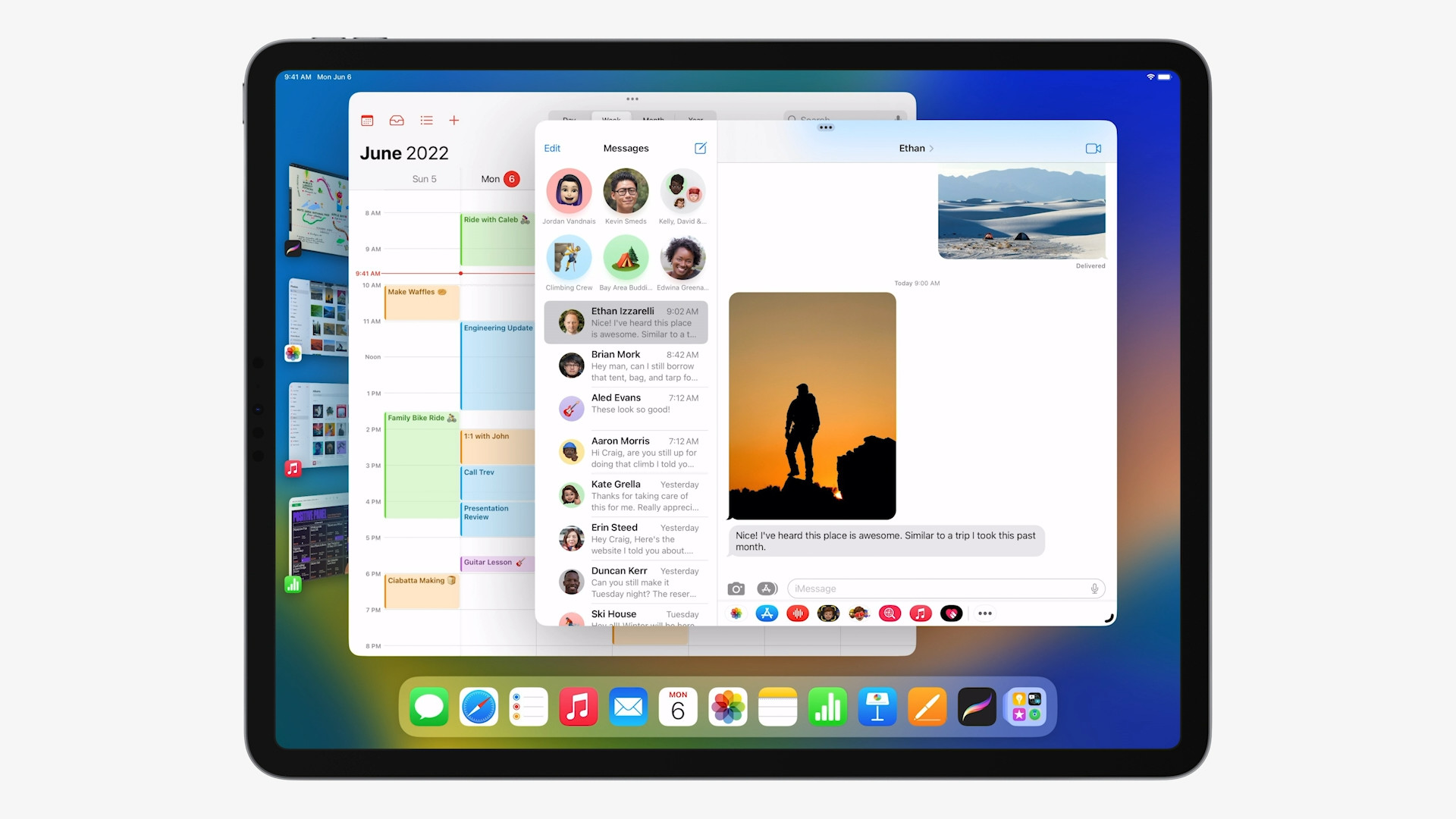 ipad messages calendar multitasking
