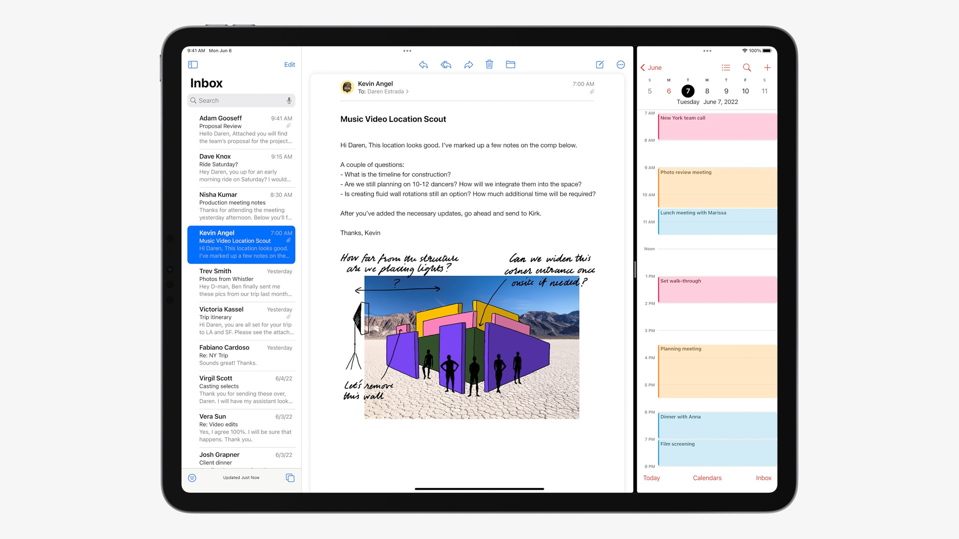ipad multitasking email calendar
