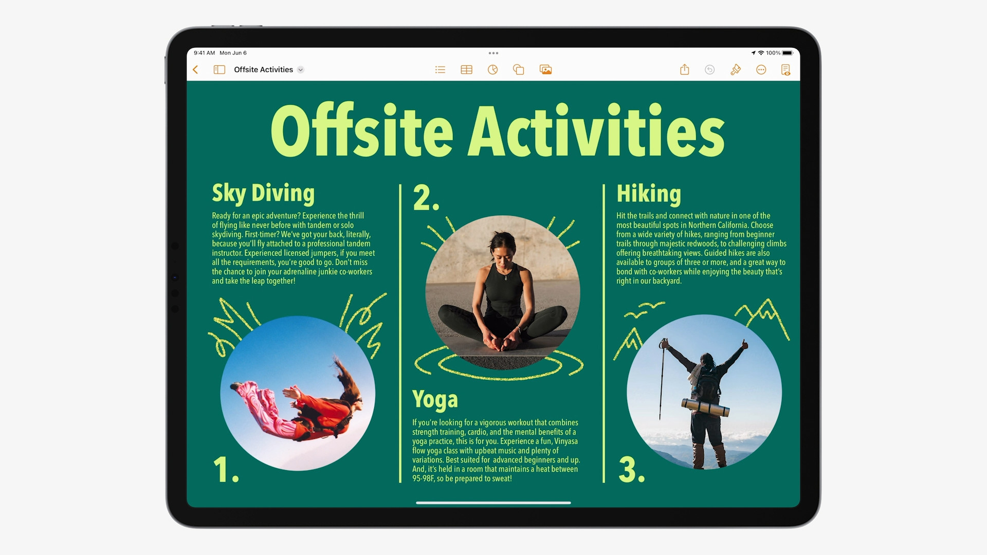 ipad offsite activities full view