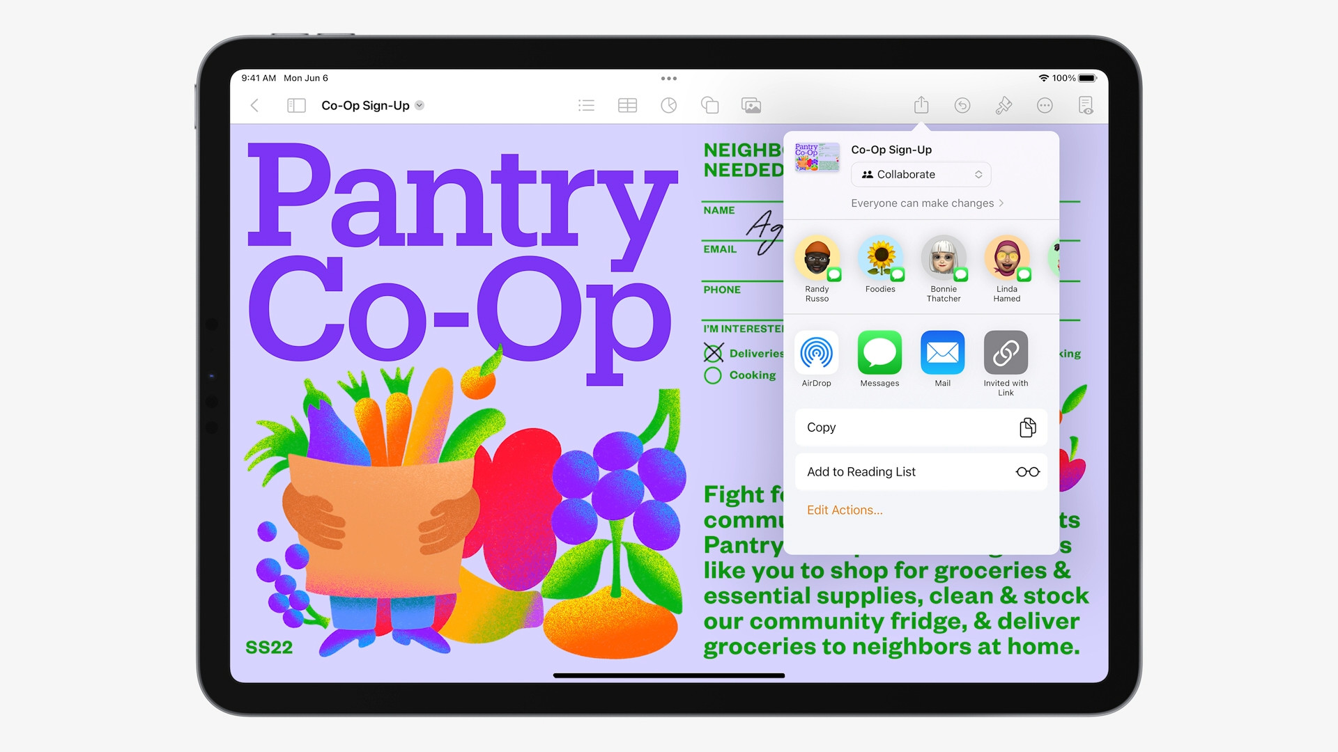 ipad pantry coop app