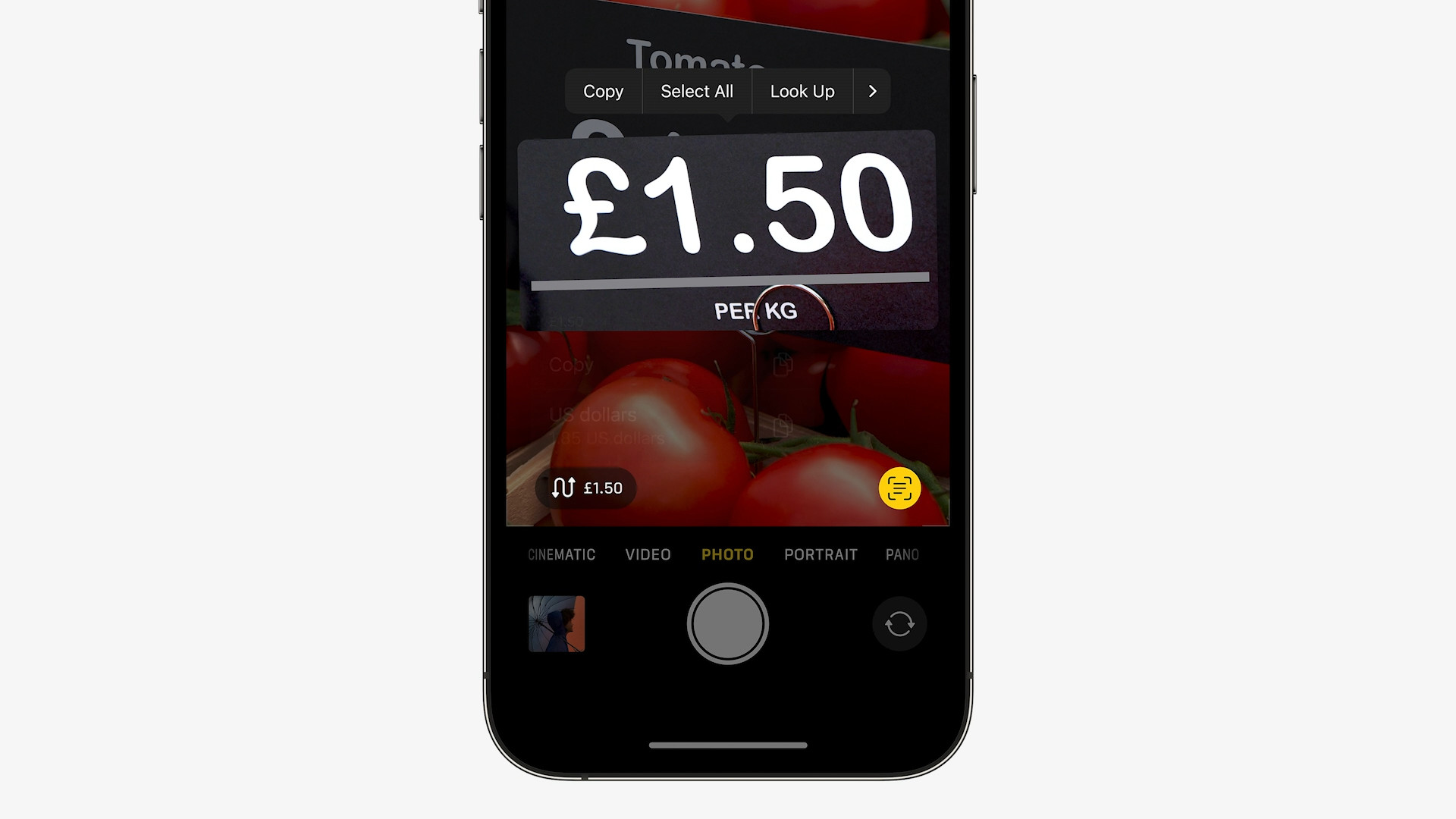 iphone camera price display