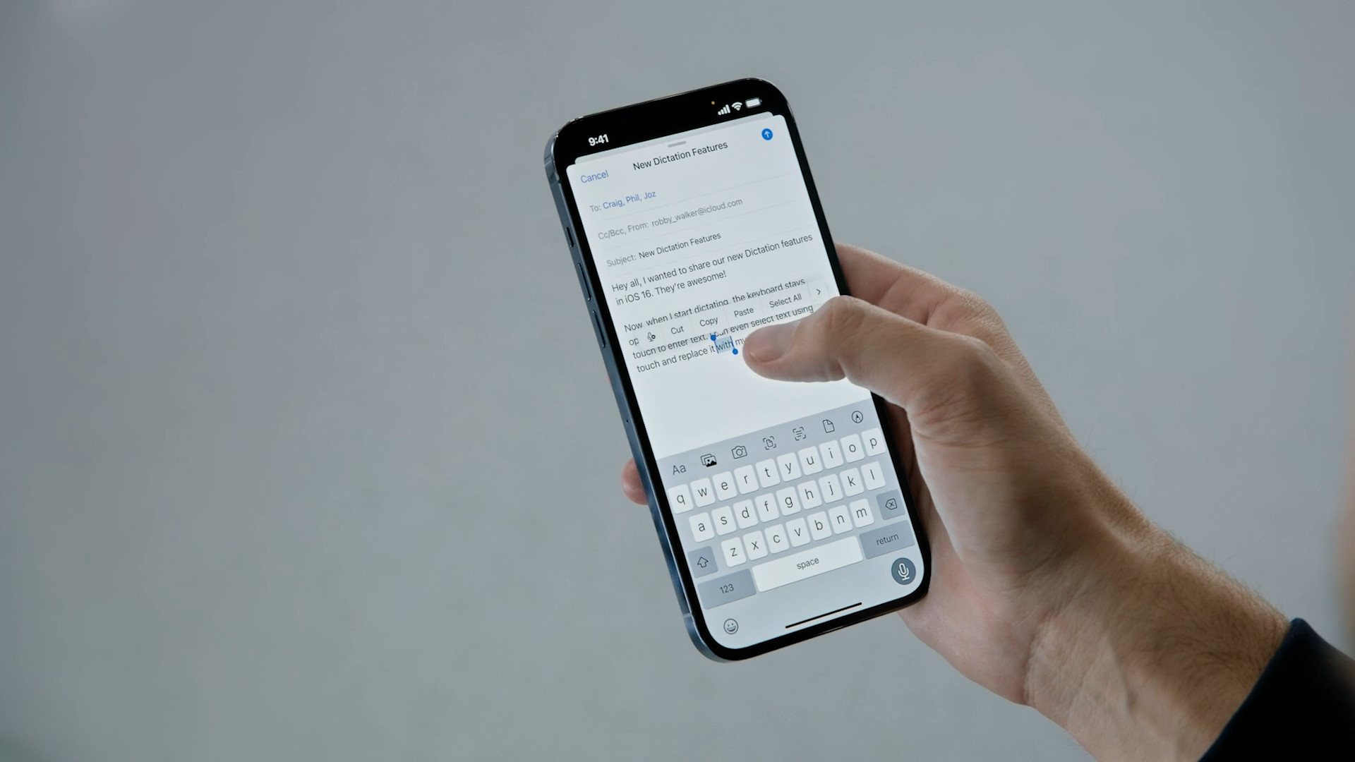 iphone dictation email editing