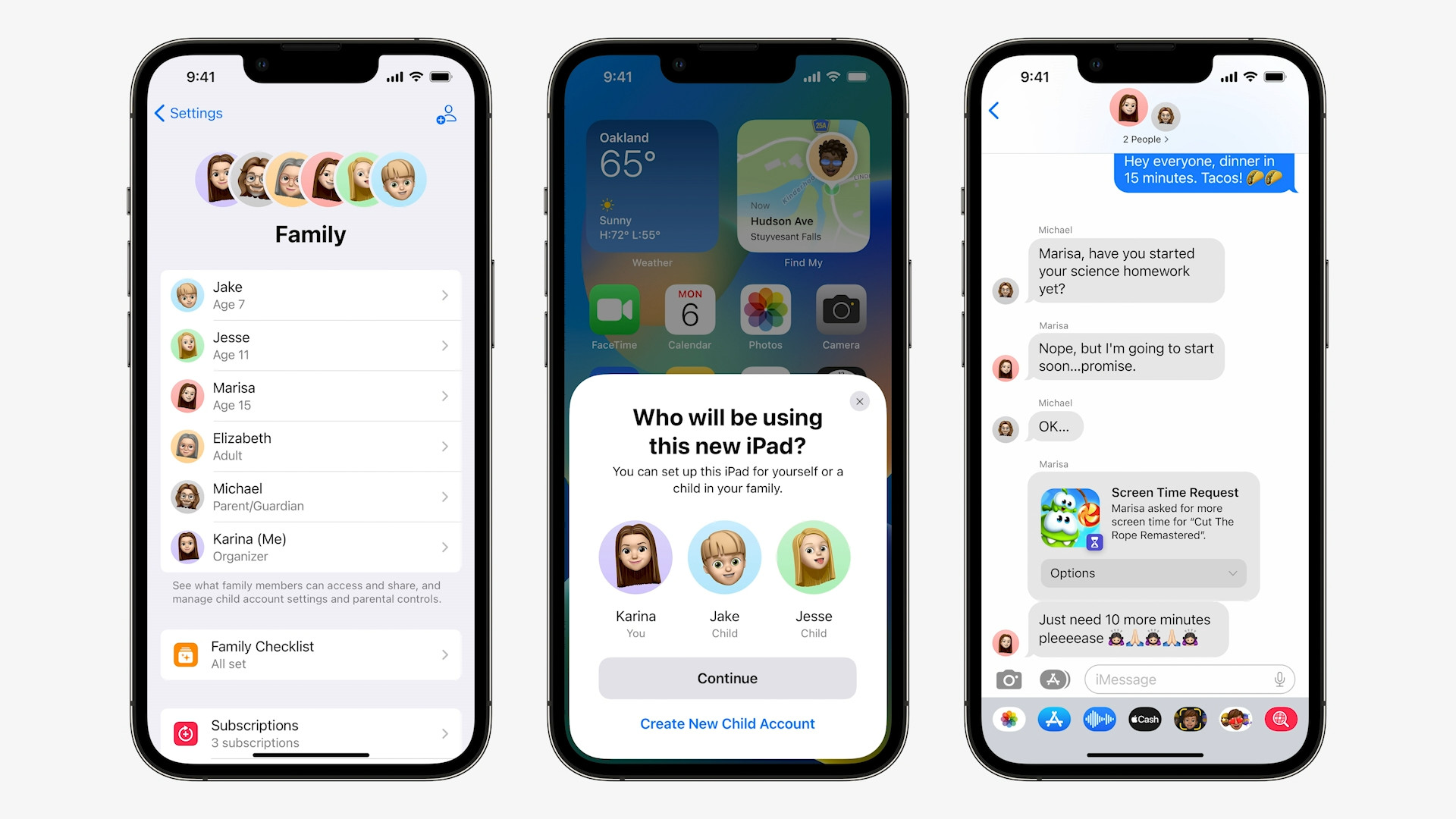 iphone family settings screen