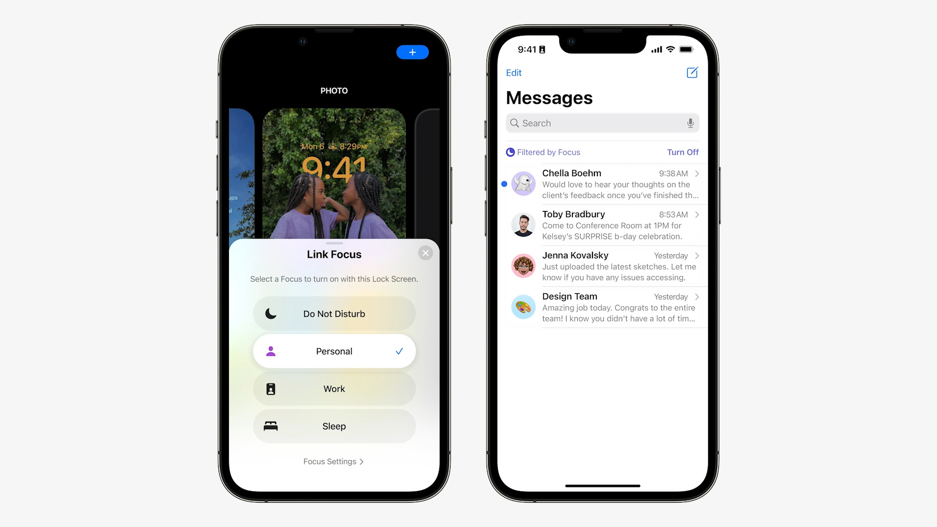 iphone link focus messages