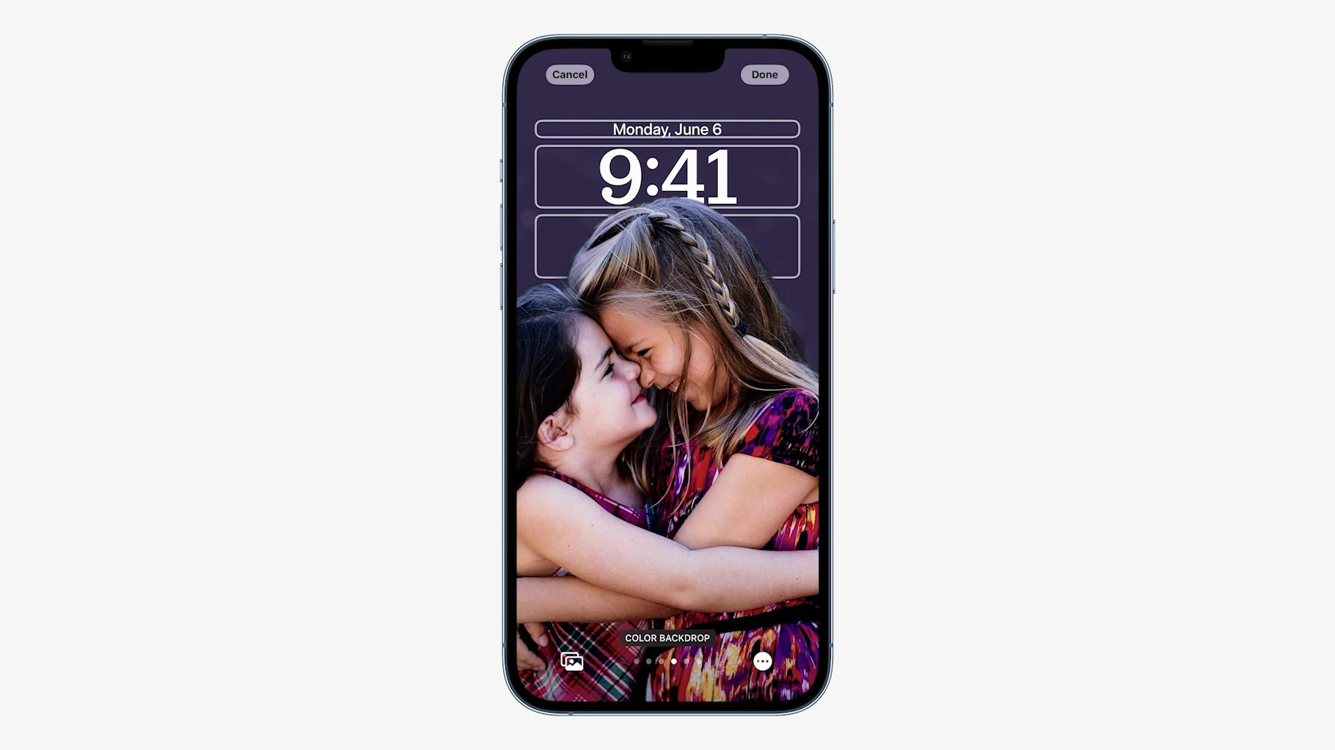 iphone lock screen hugging girls purple backdrop