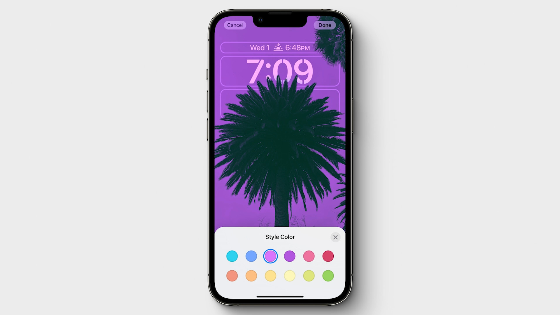 iphone lockscreen palm tree purple
