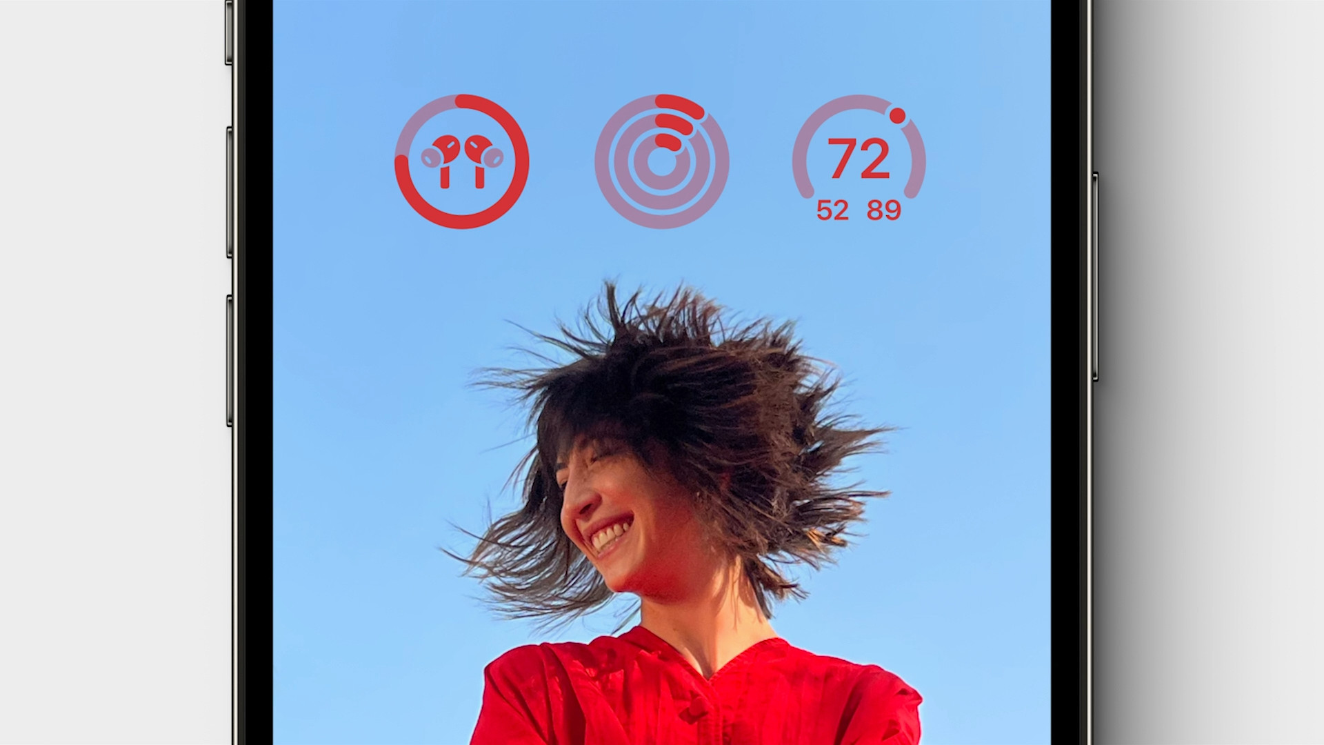 iphone lockscreen woman red dress icons