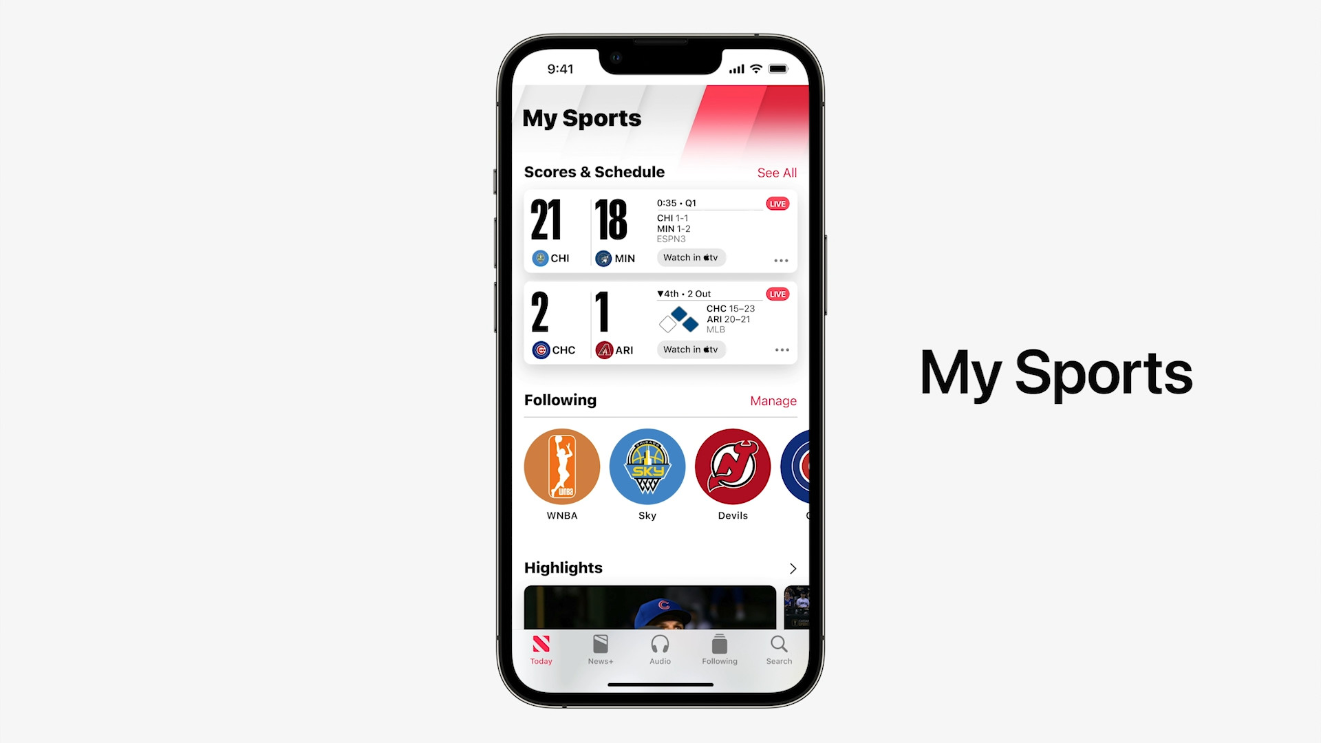 iphone my sports dashboard