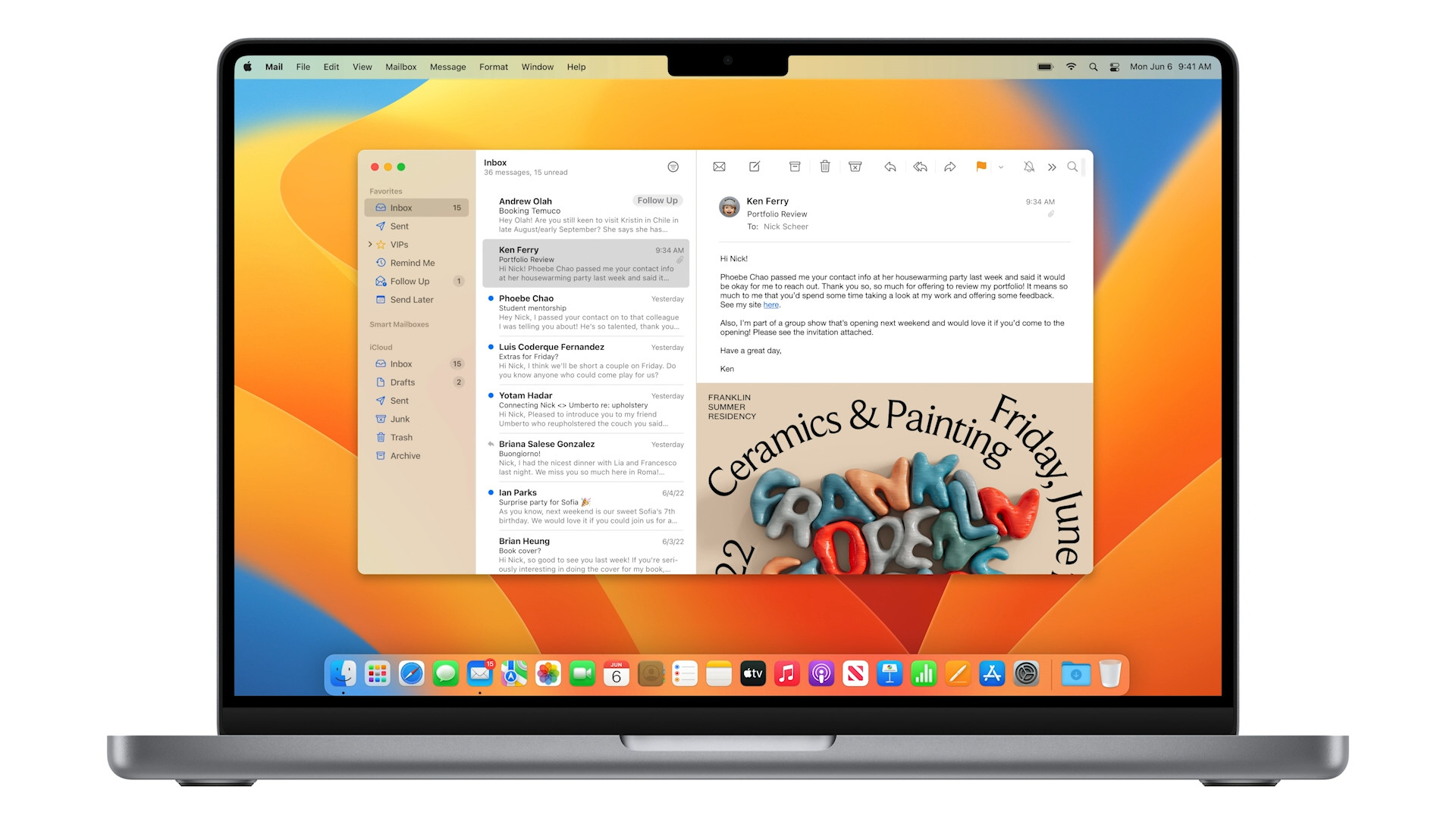 macbook pro email interface
