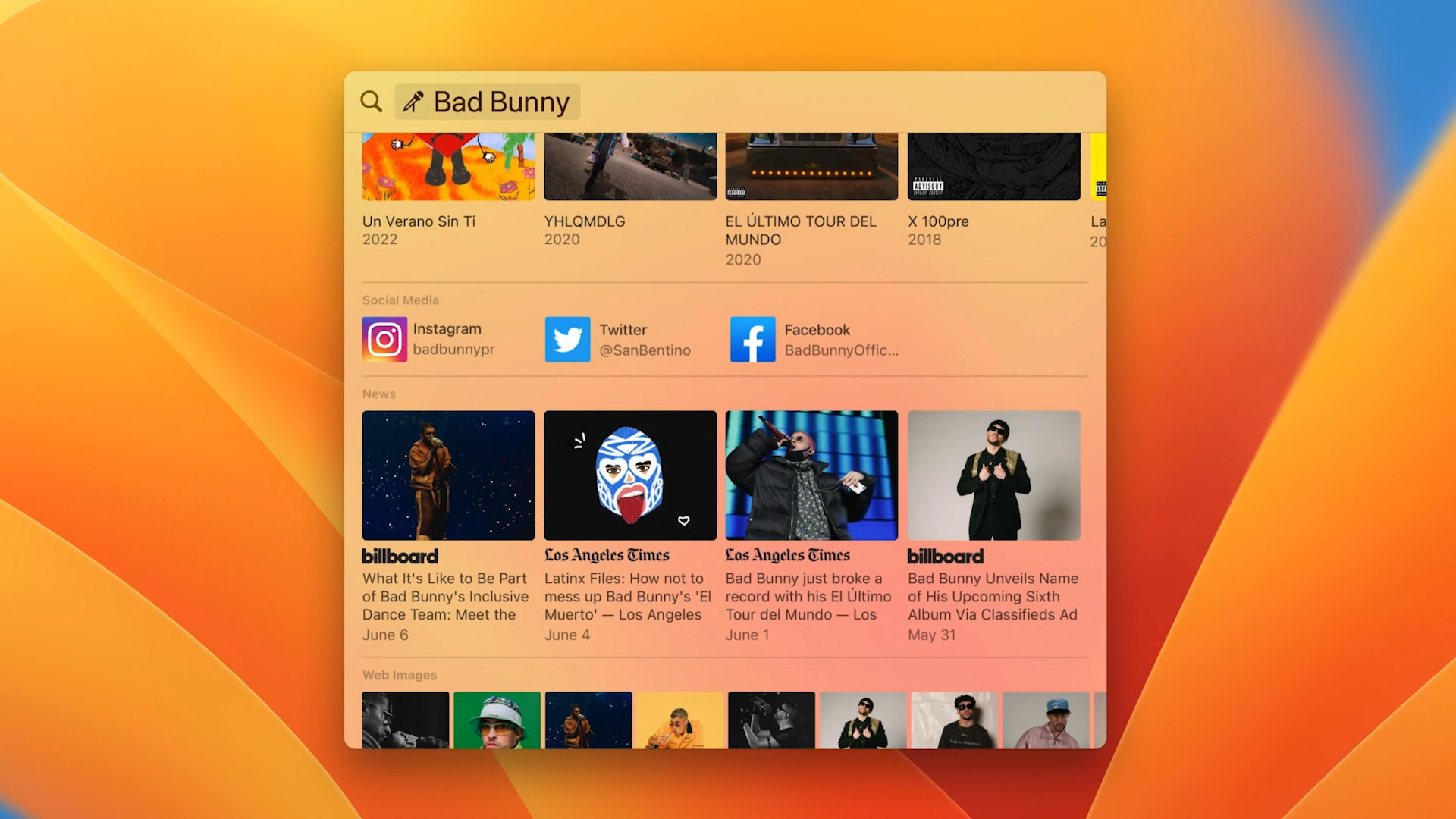 macbook spotlight search bad bunny