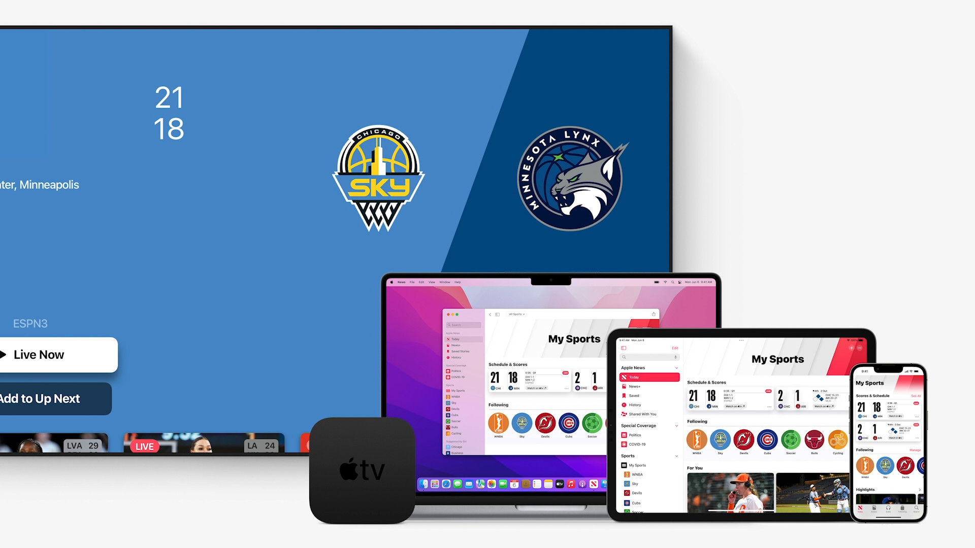 multi device sports app display