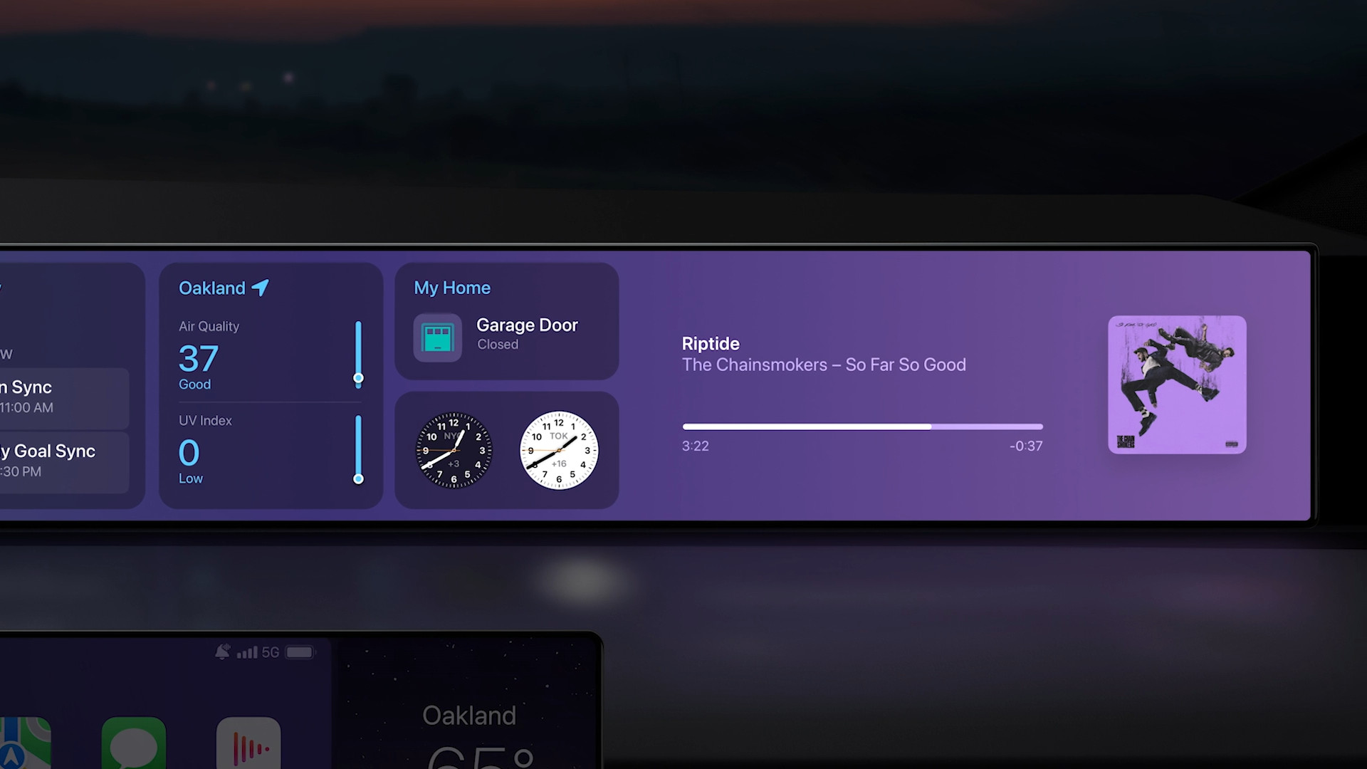 music dashboard night view