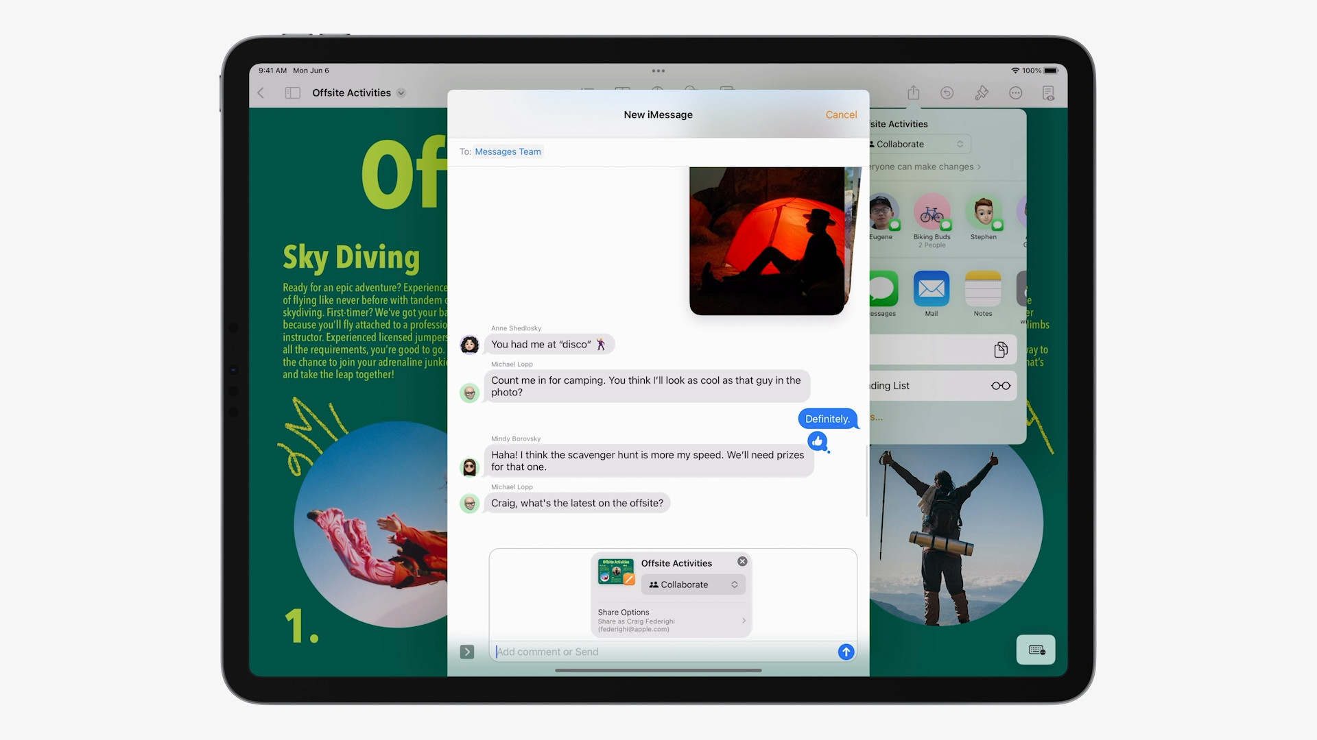 offsite activities messaging