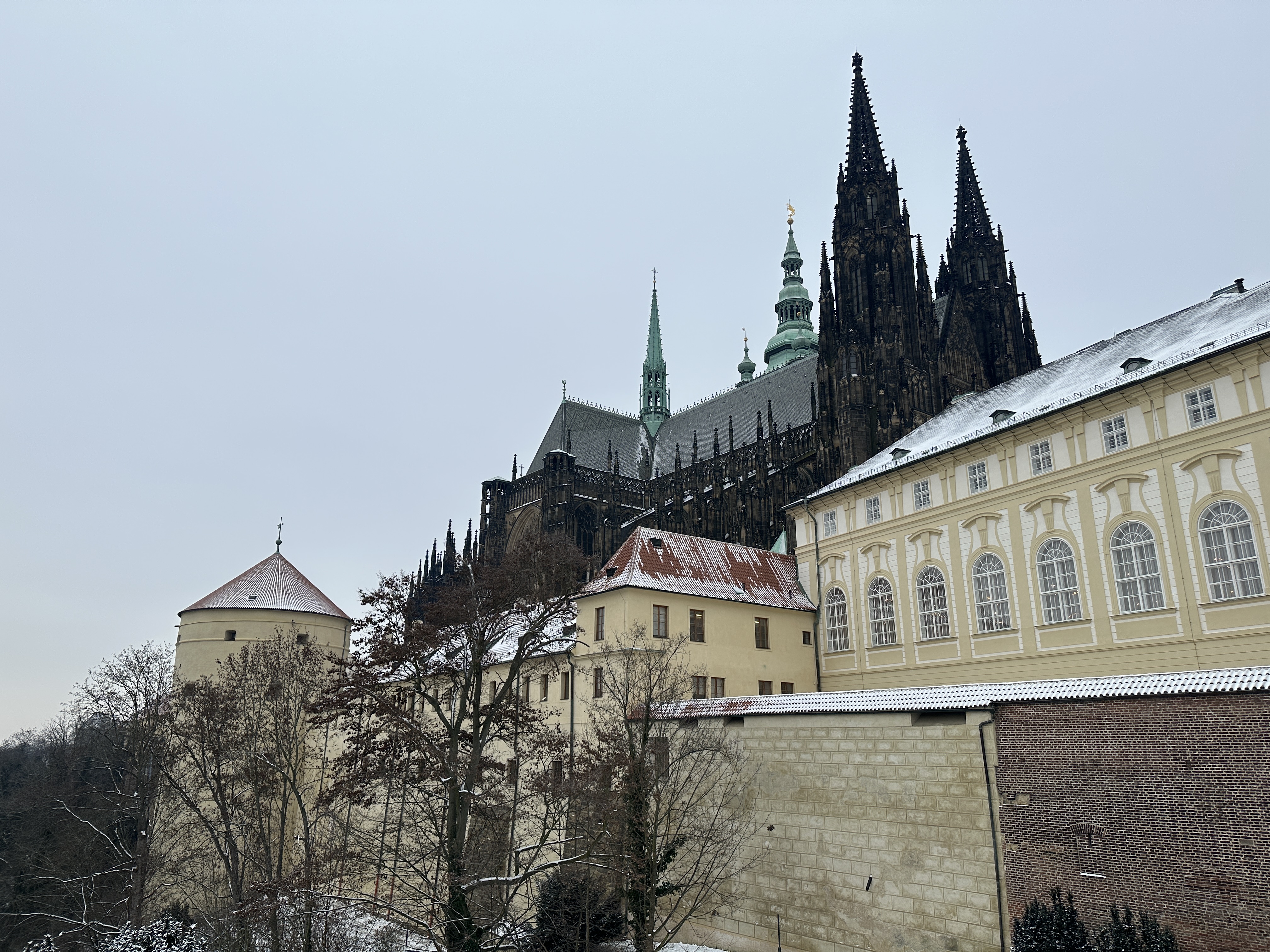 prague castle snowy day