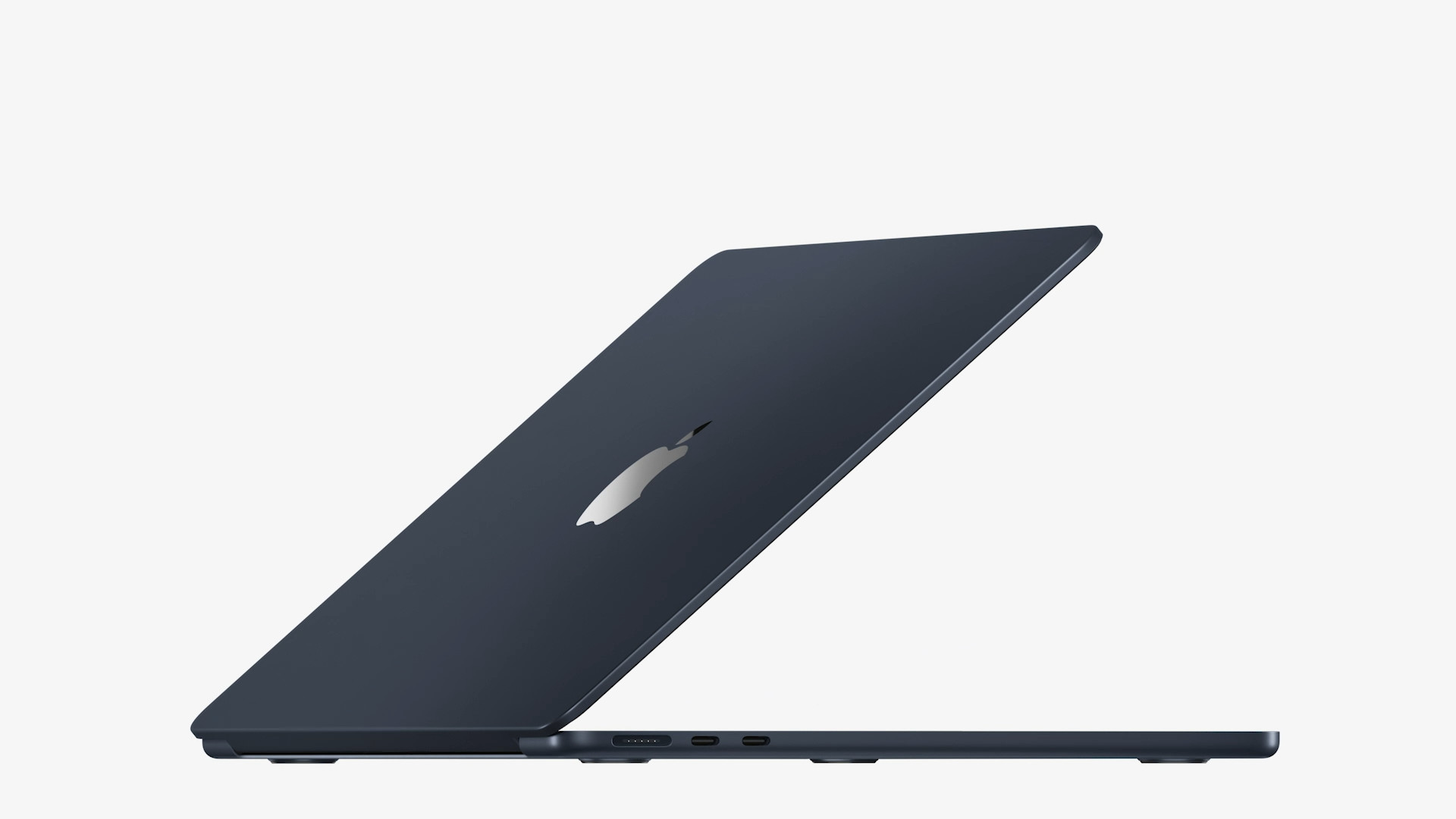 side view laptop apple logo