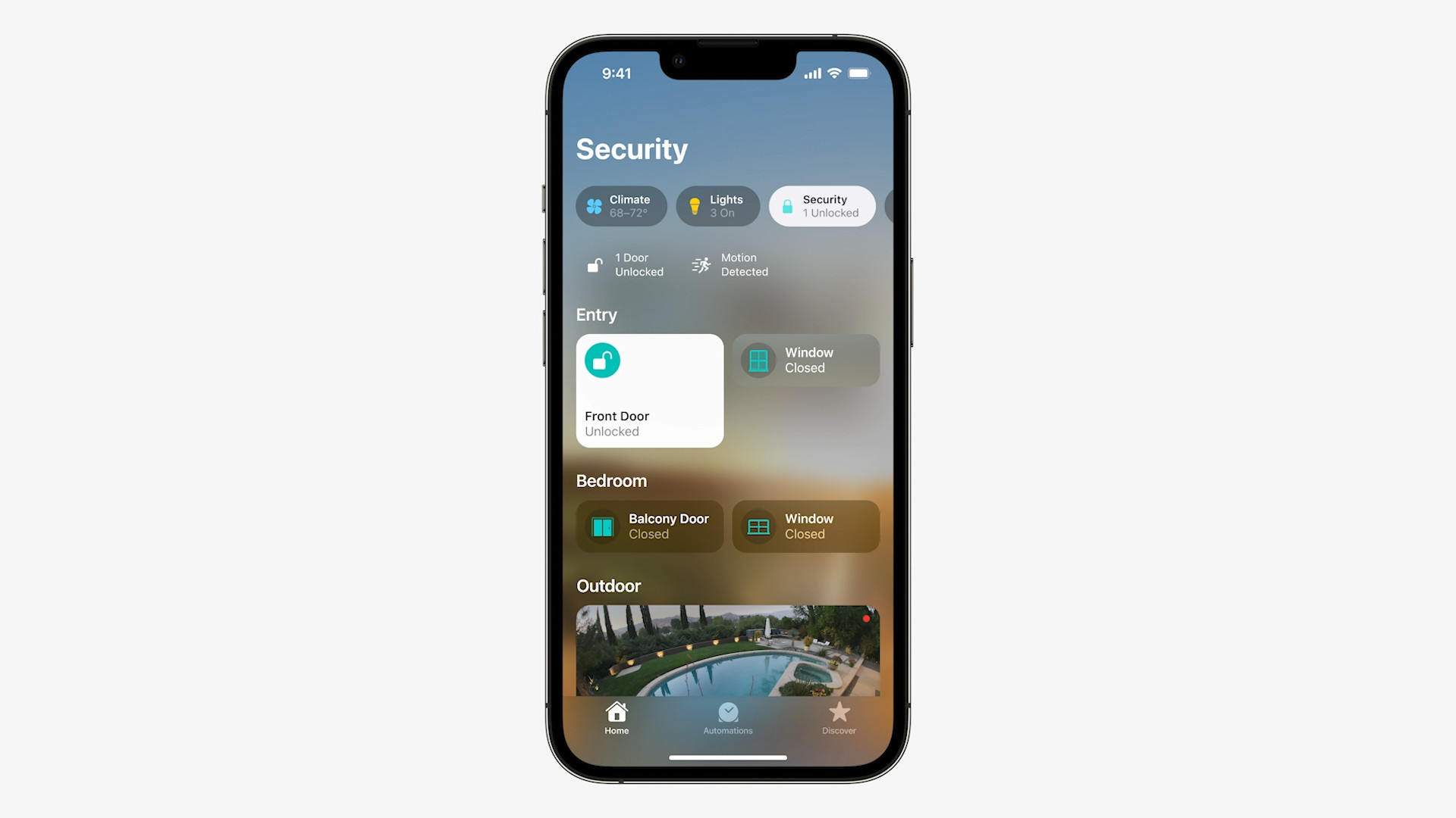 smart home security interface
