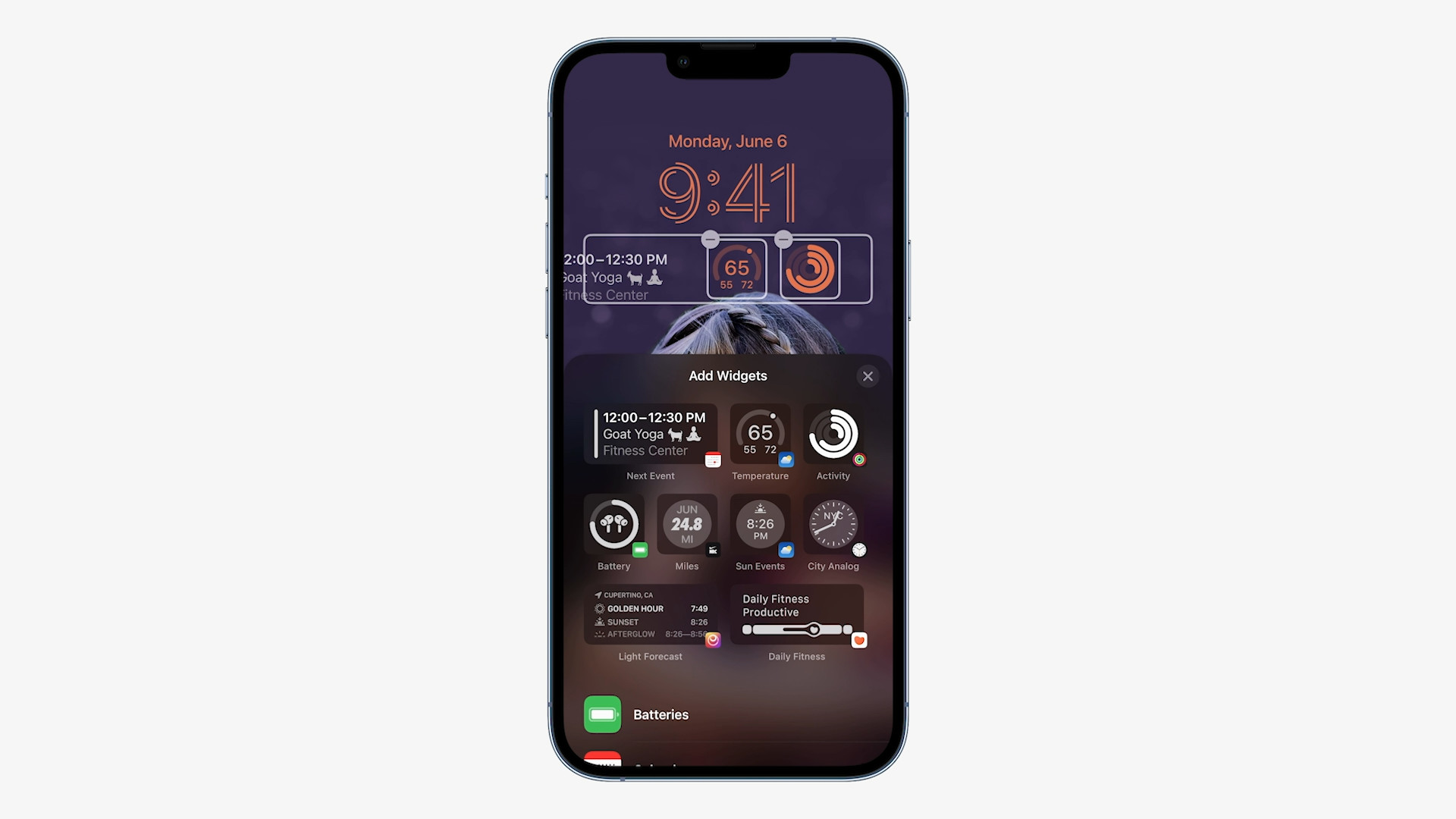 smartphone lock screen widget selection