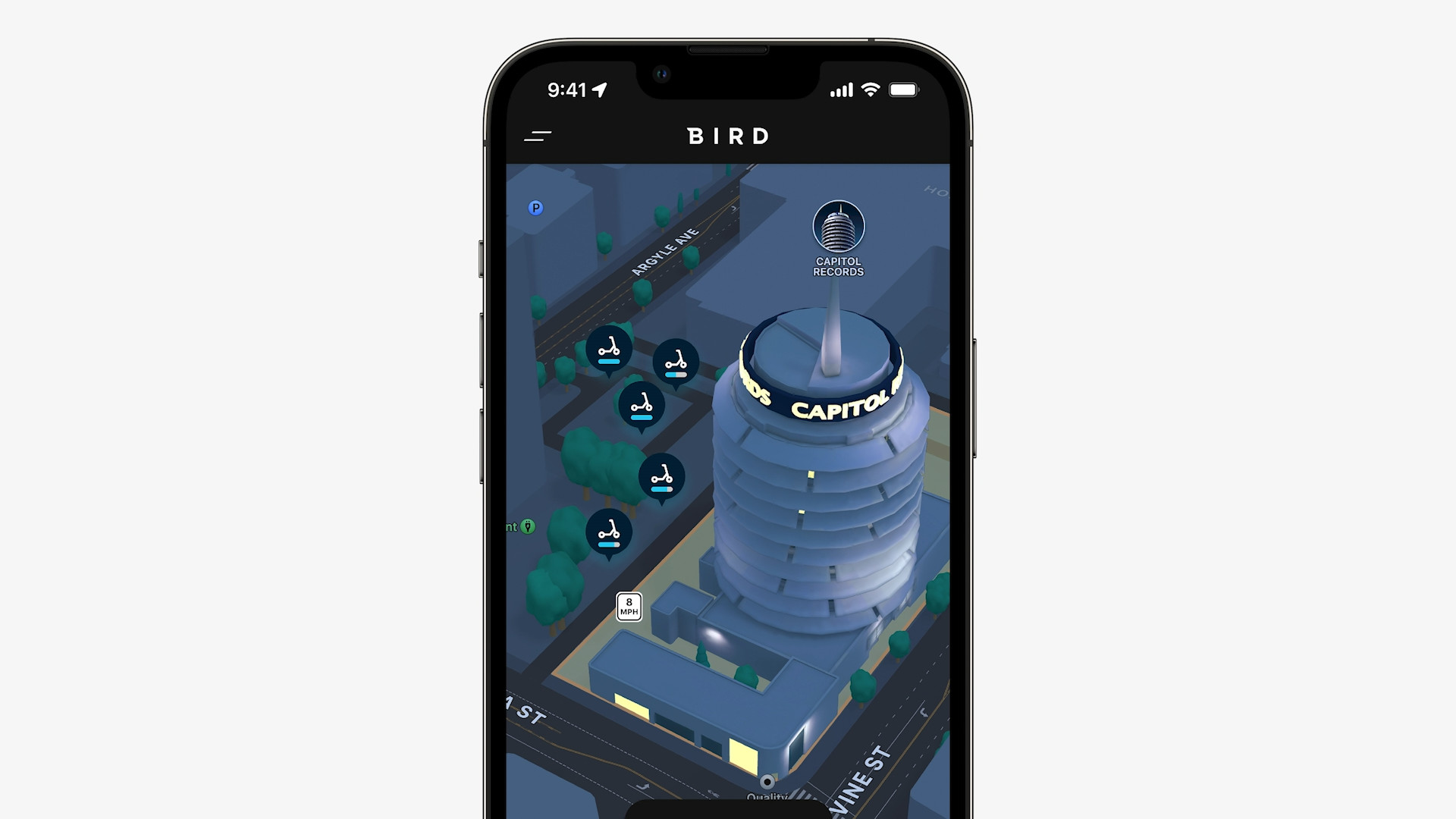 smartphone map 3d building night