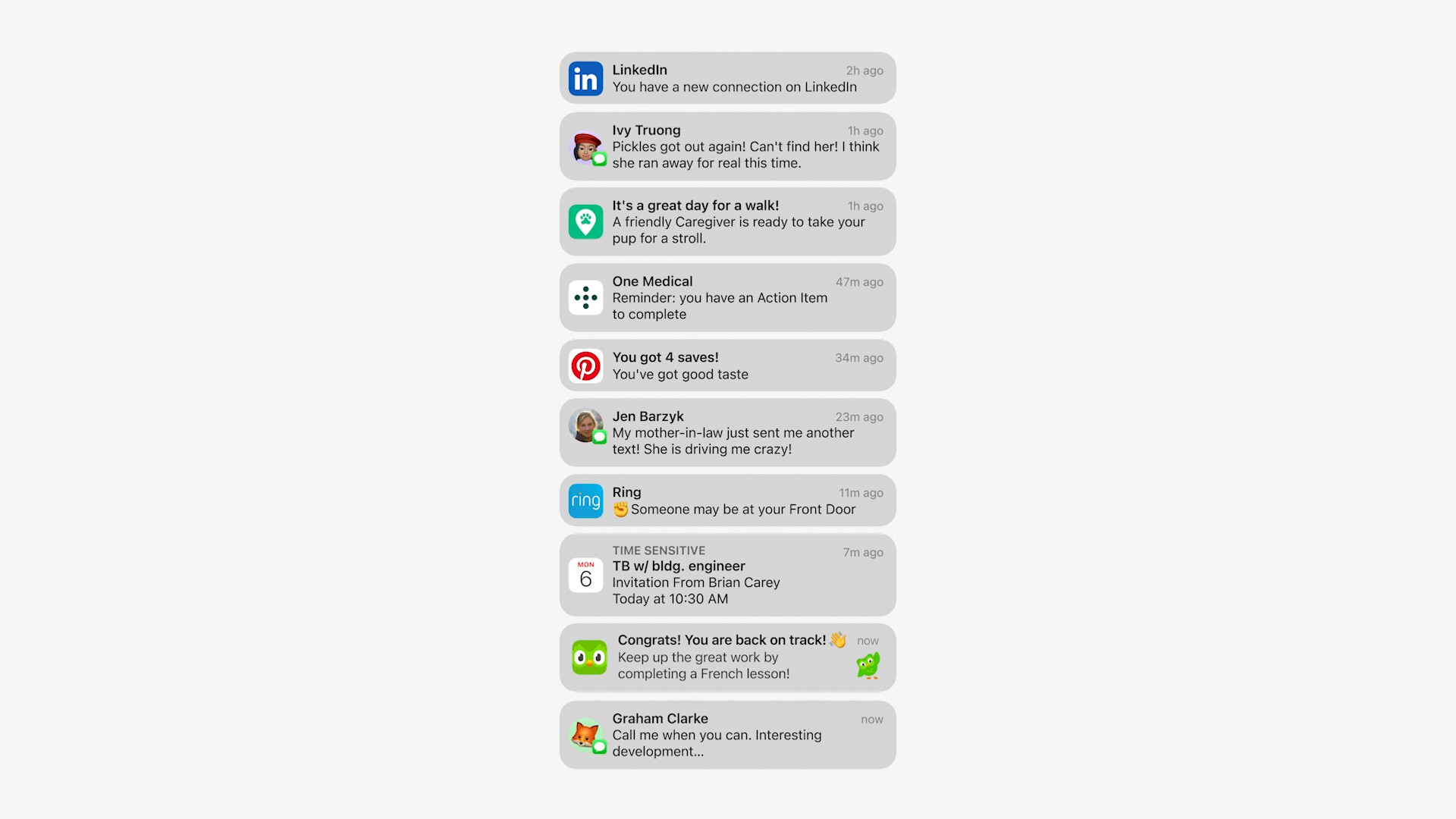smartphone notifications list