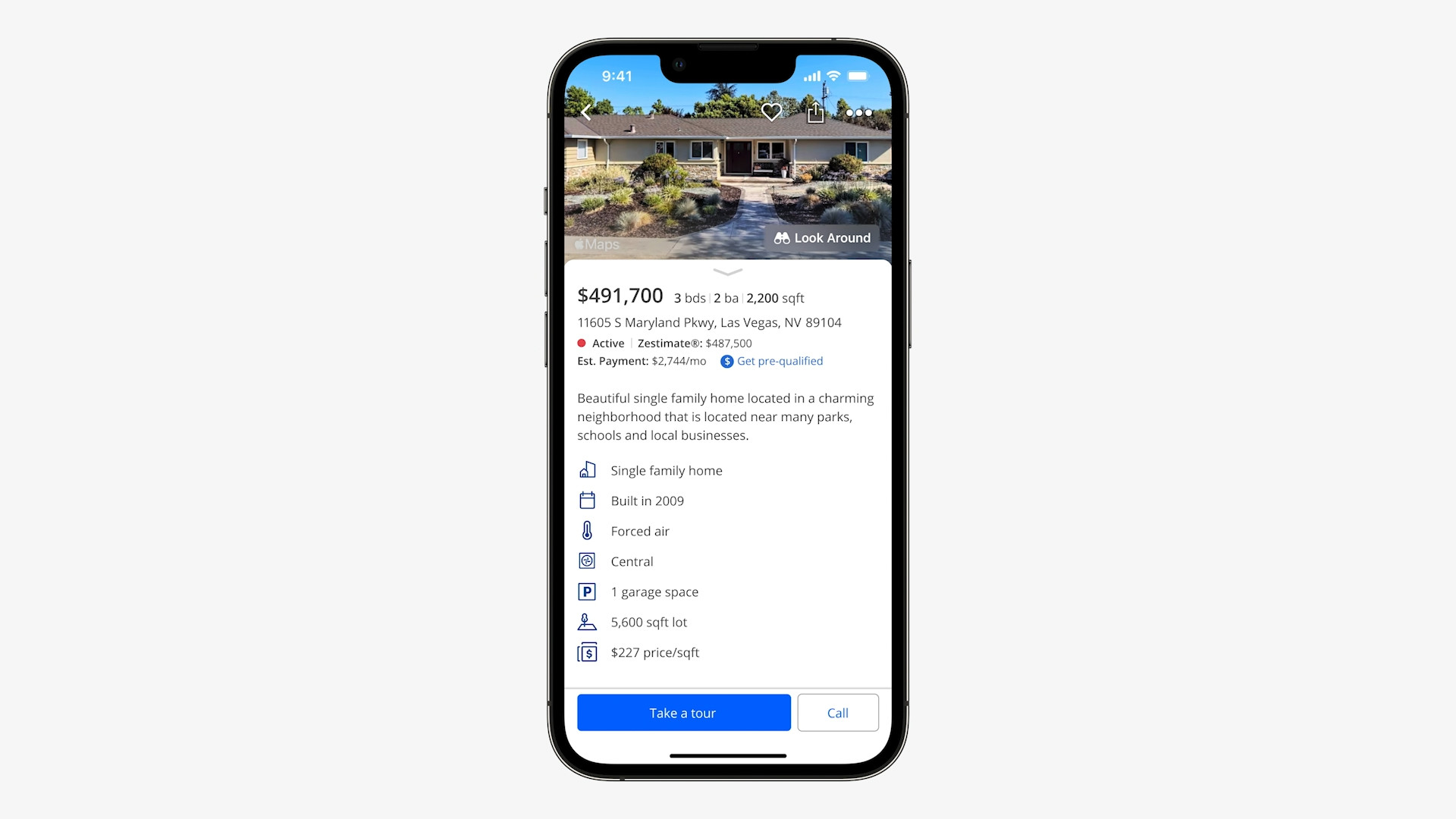 smartphone real estate listing