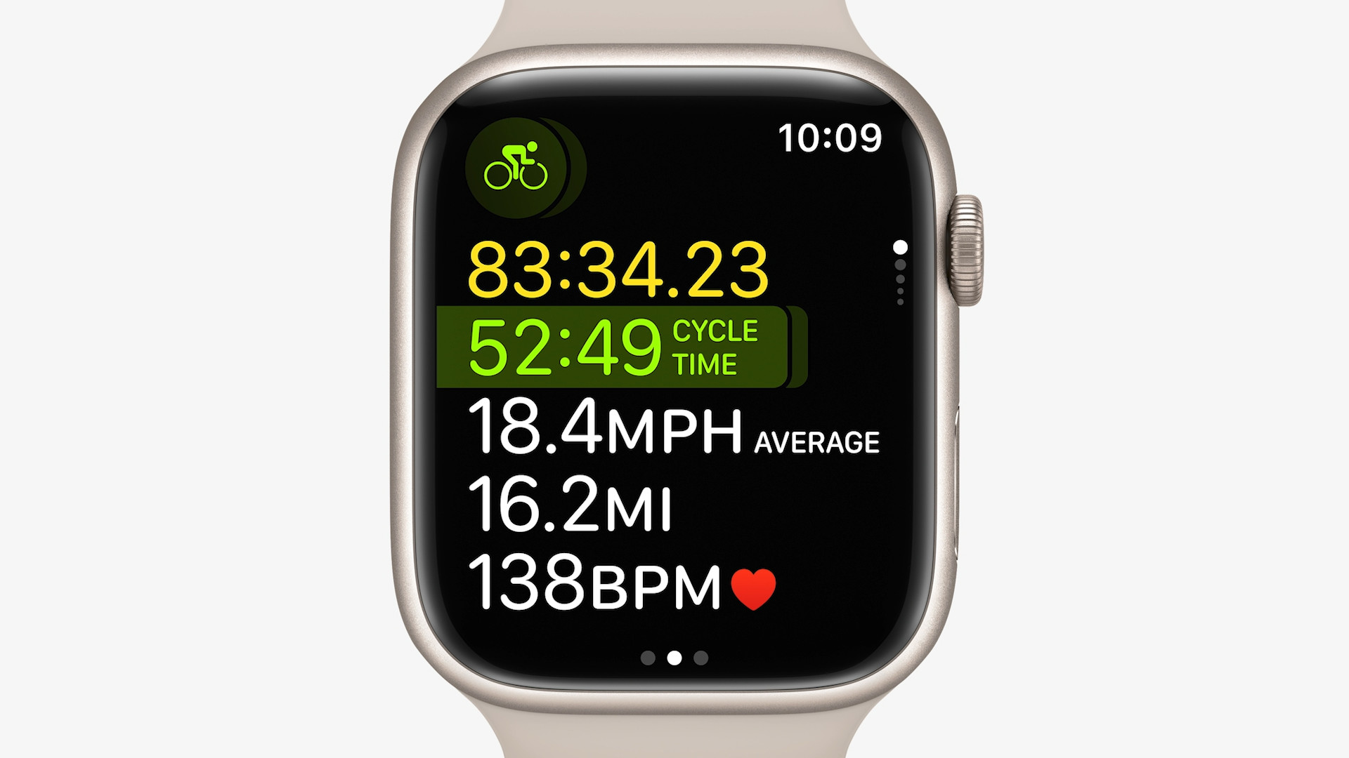smartwatch cycling stats display