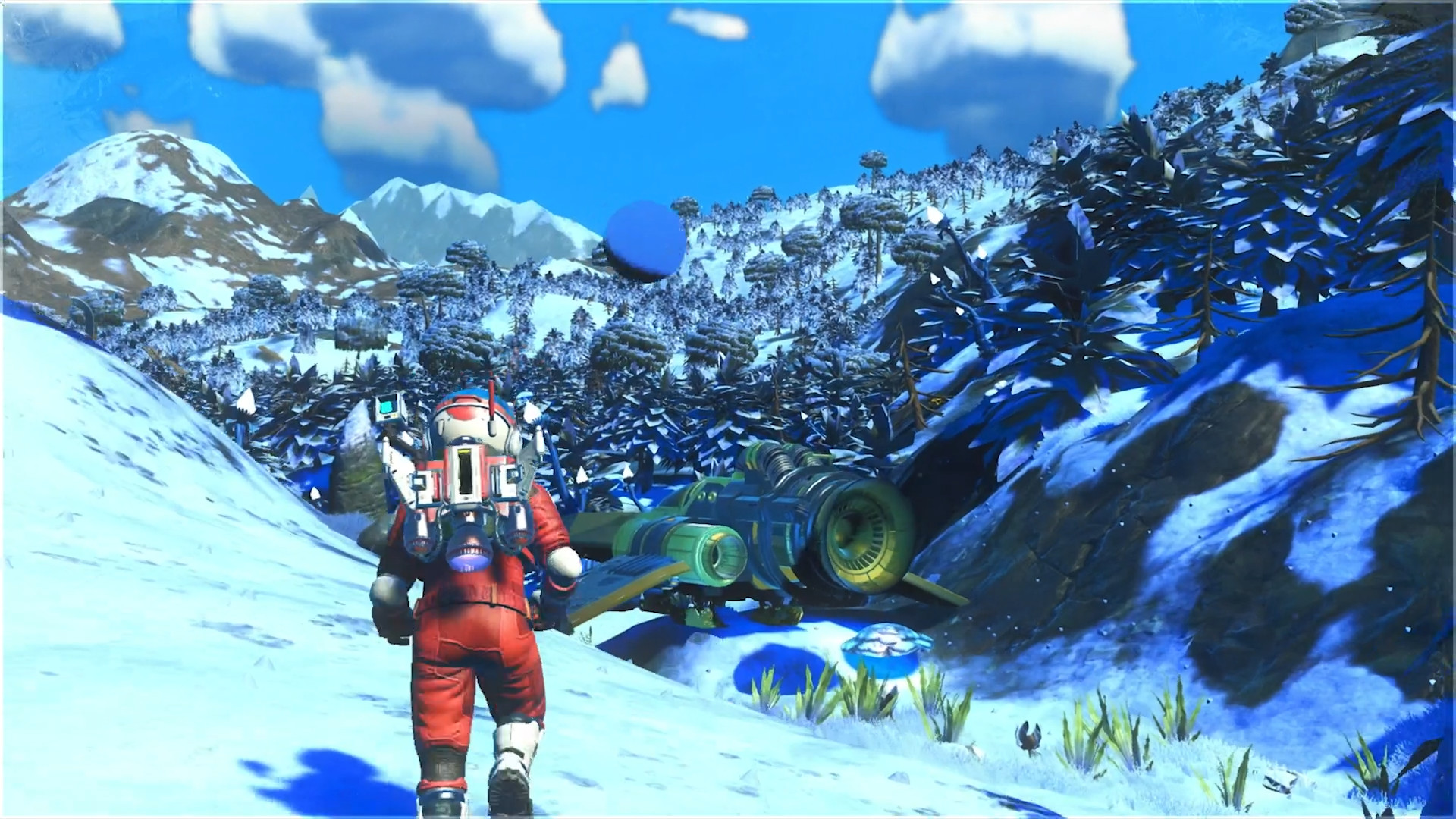space explorer in snowy landscape