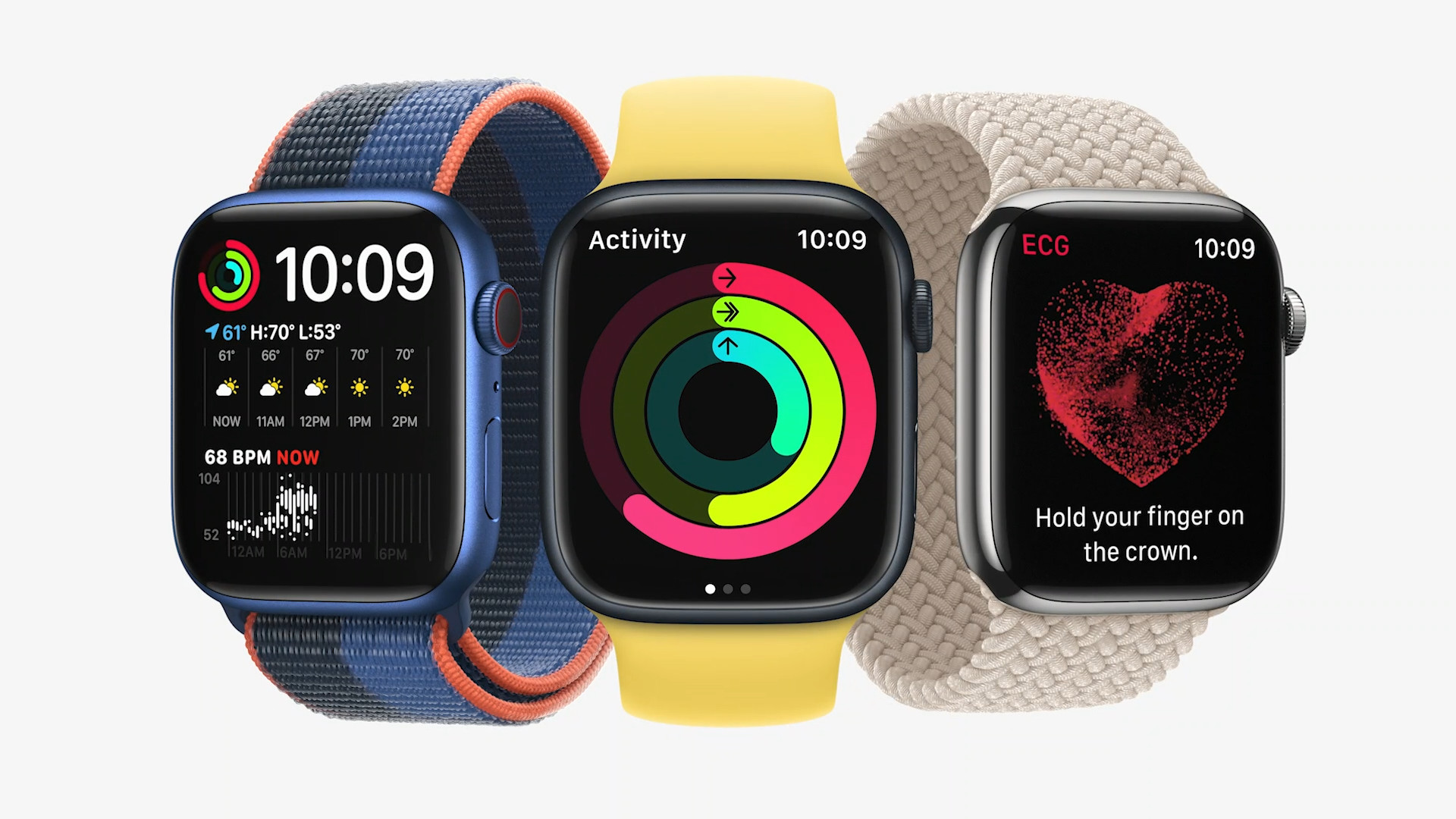 three smartwatches with different displays