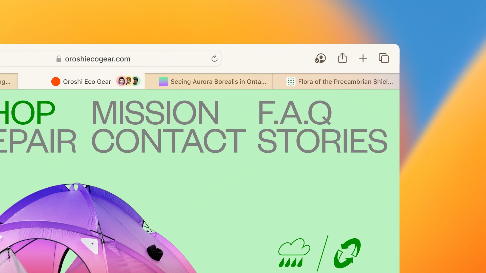 website navigation tent