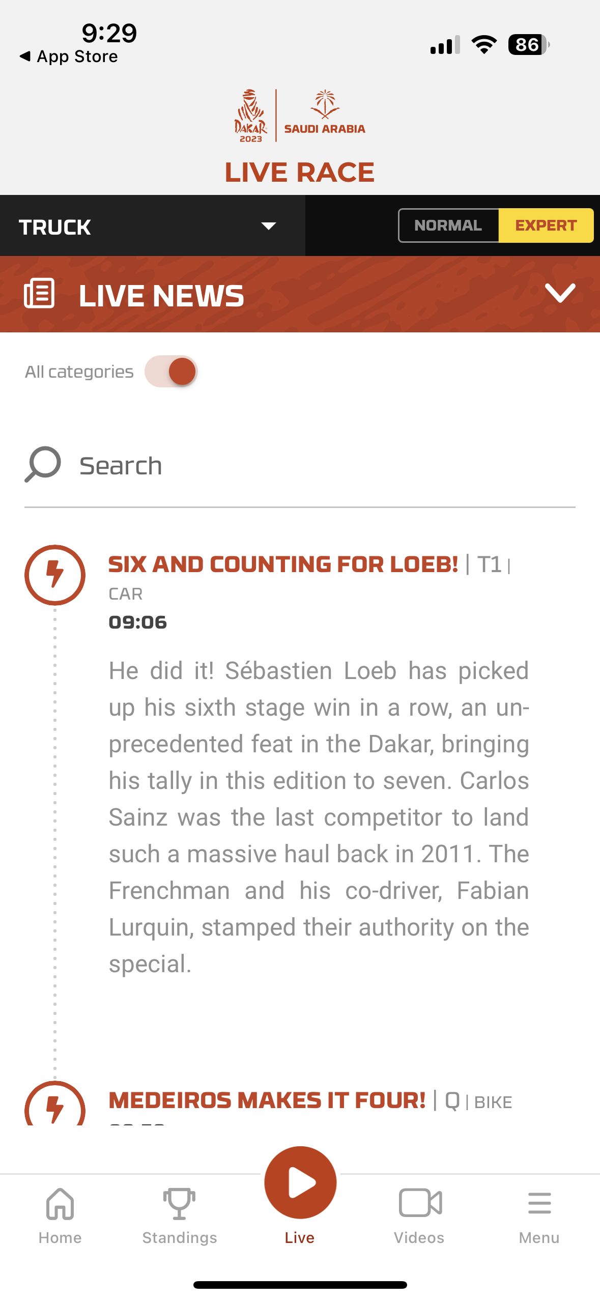 dakar live race news