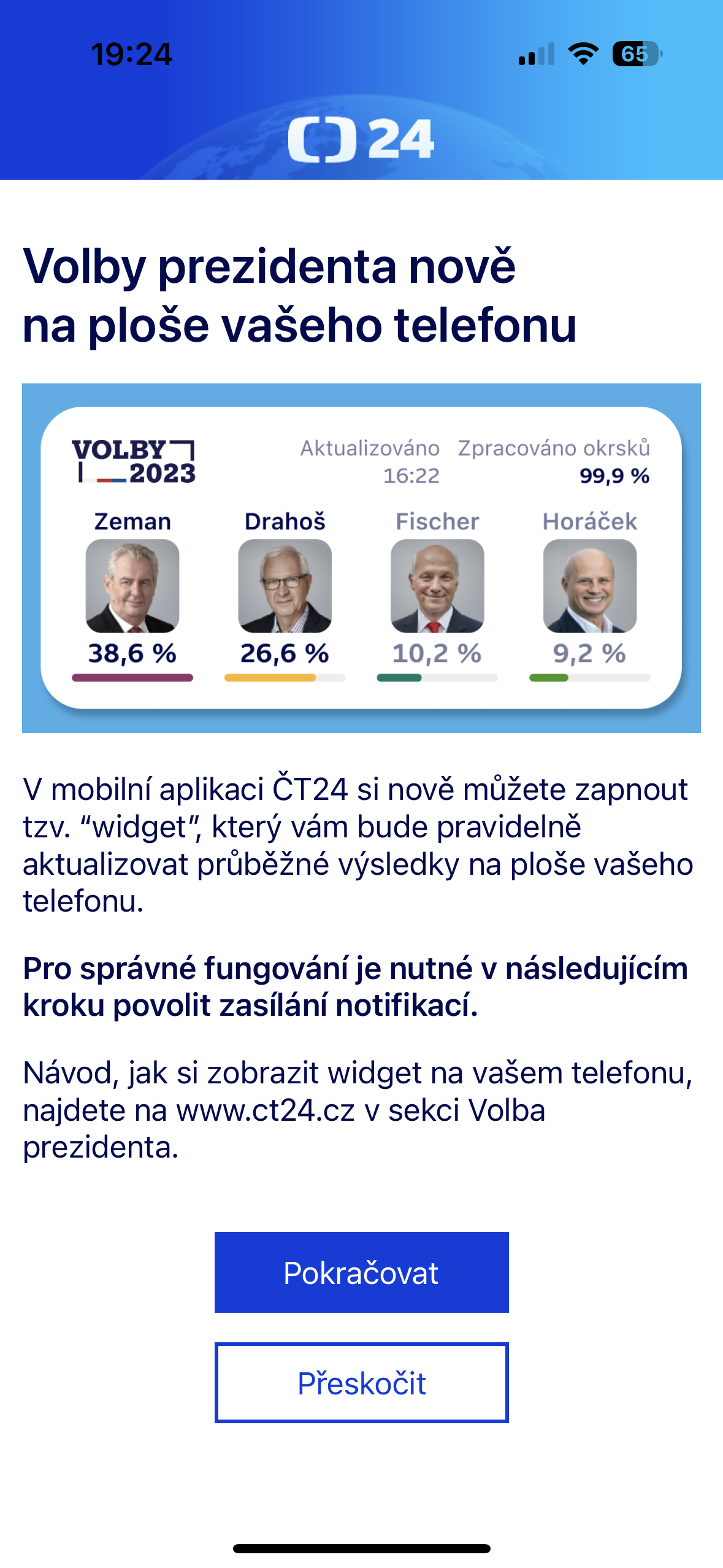 election widget notification