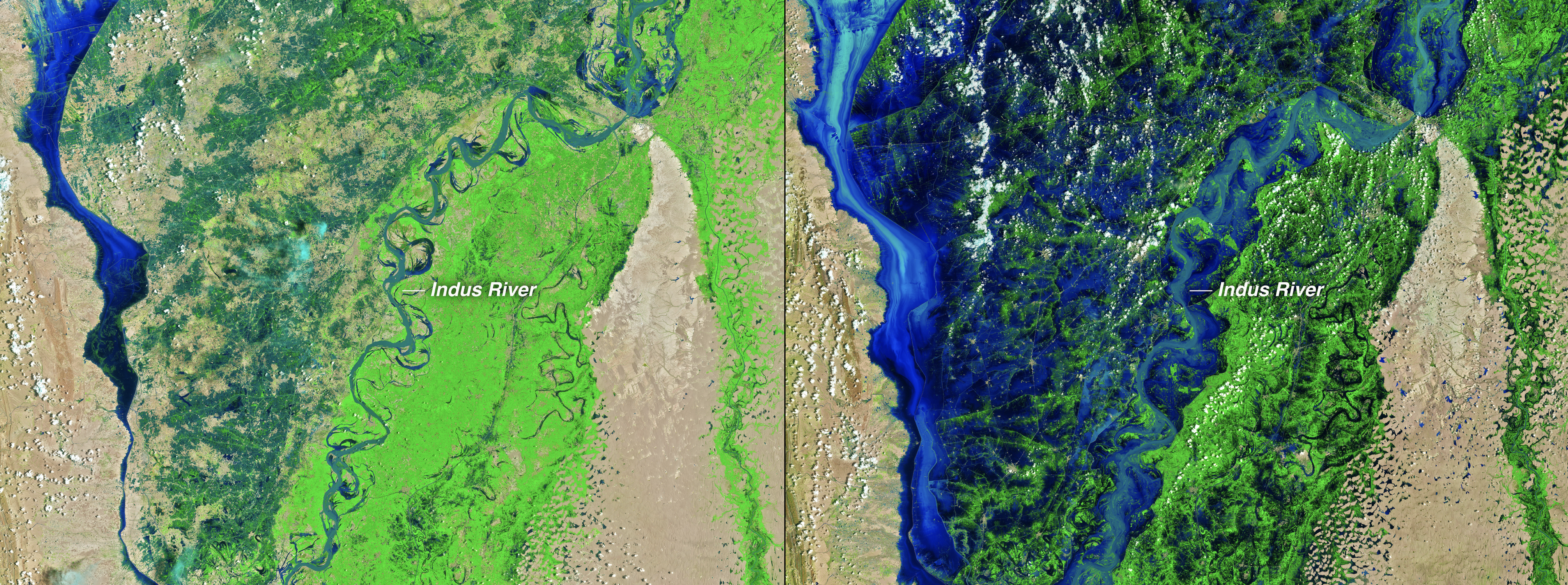 indus river flooding comparison