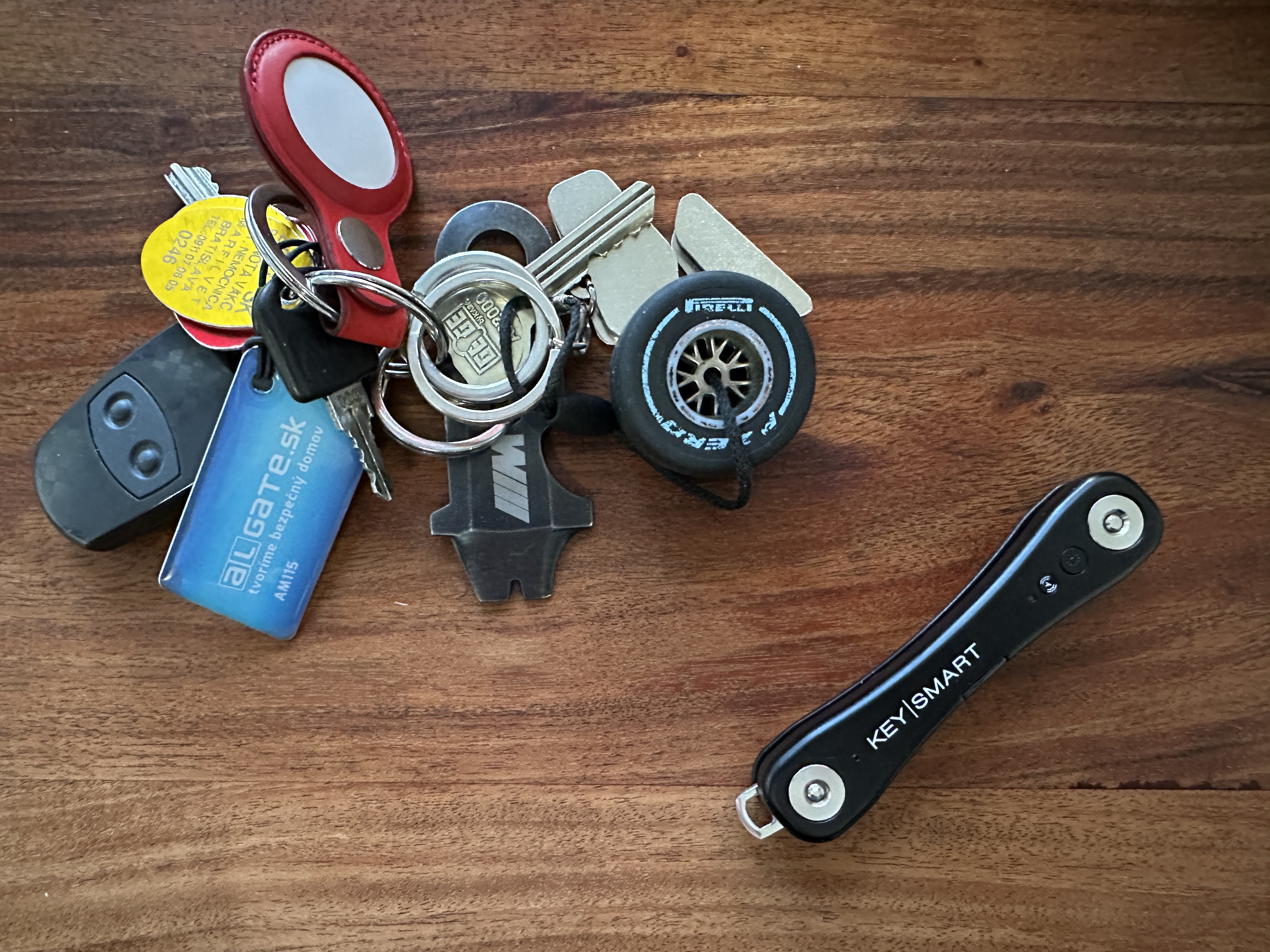 keysmart and keychain on table