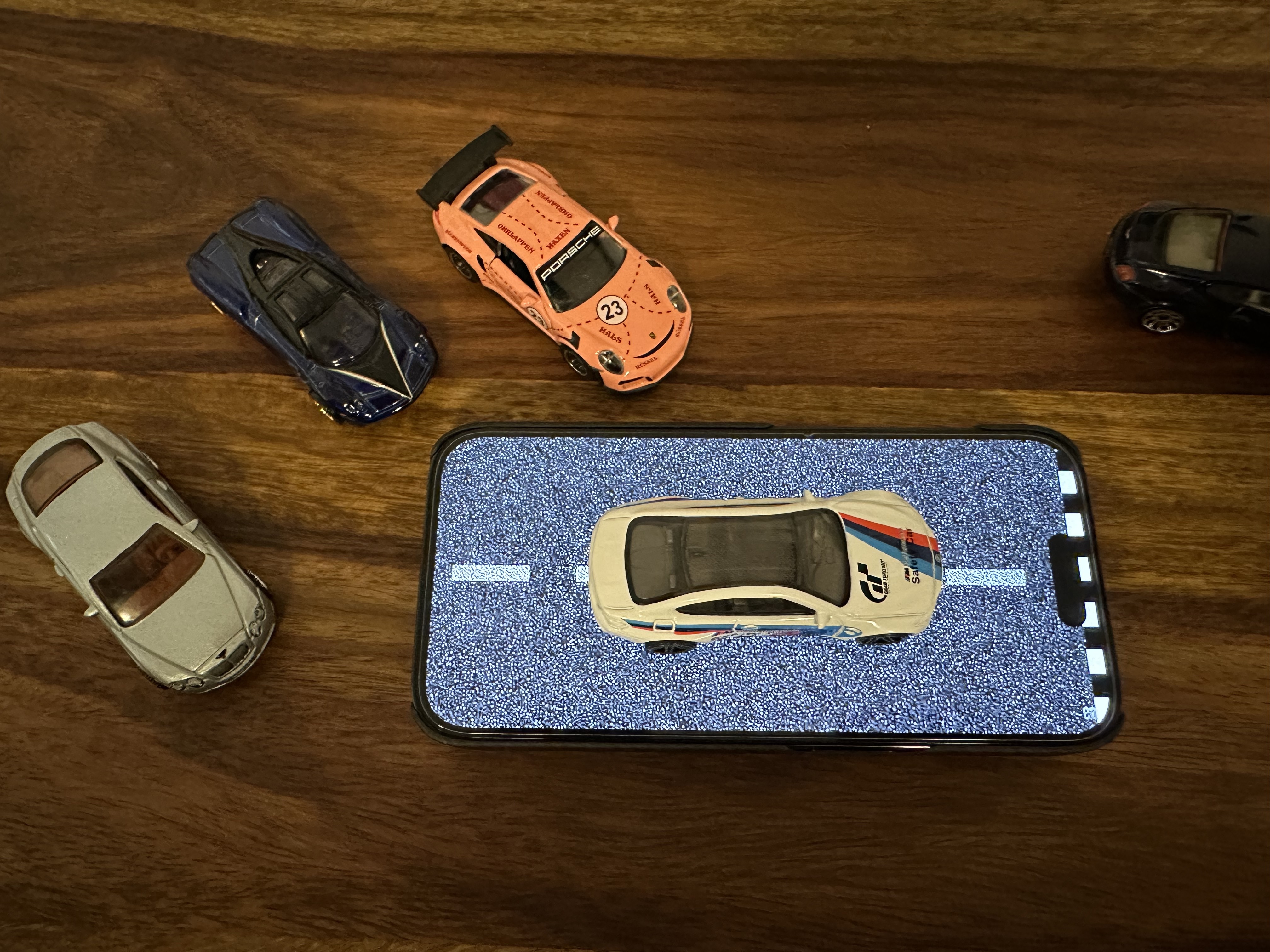 mini cars on phone start line