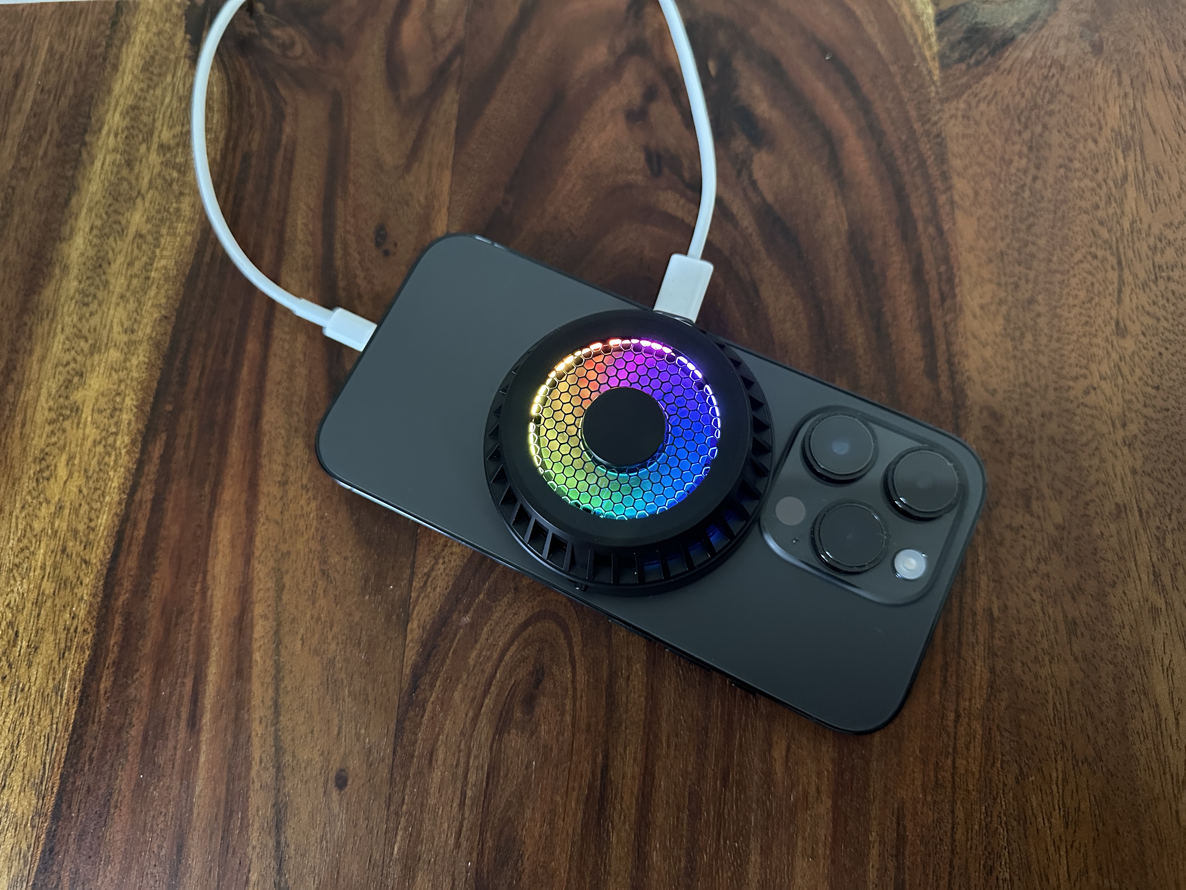 phone with rainbow cooler