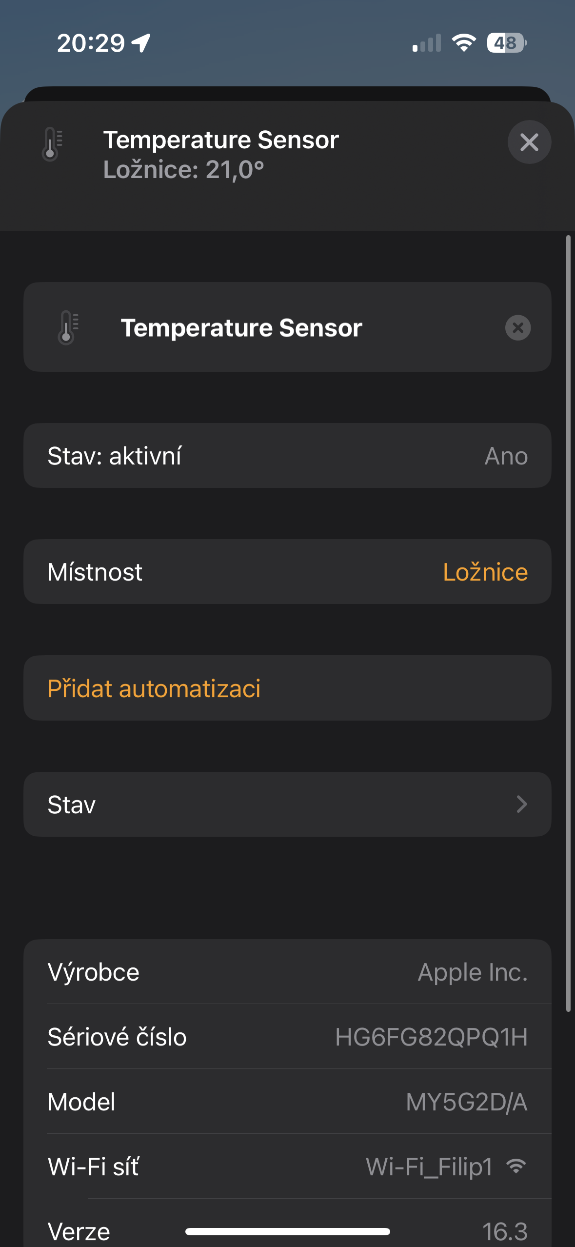 temperature sensor app interface