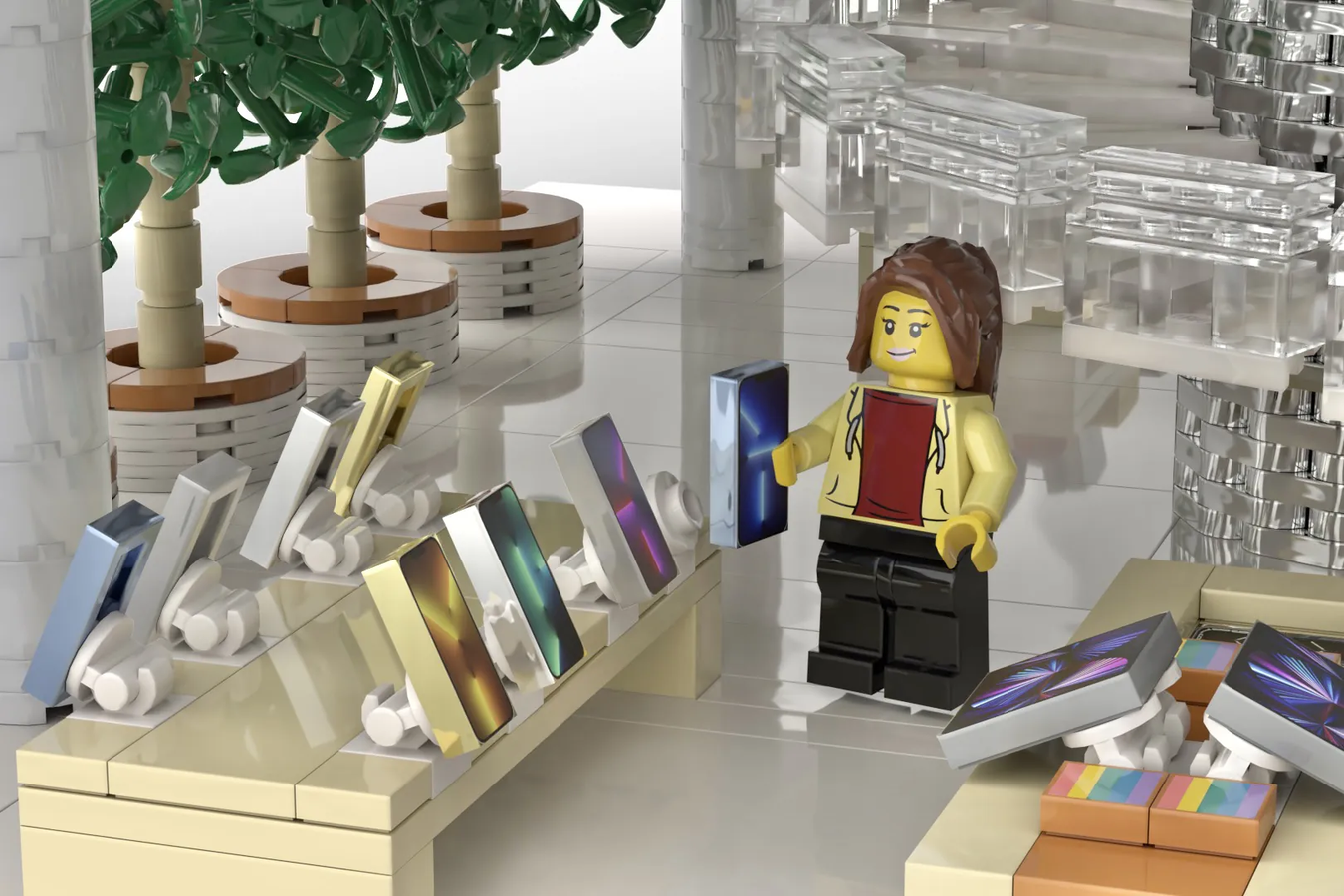 lego figure shopping in store