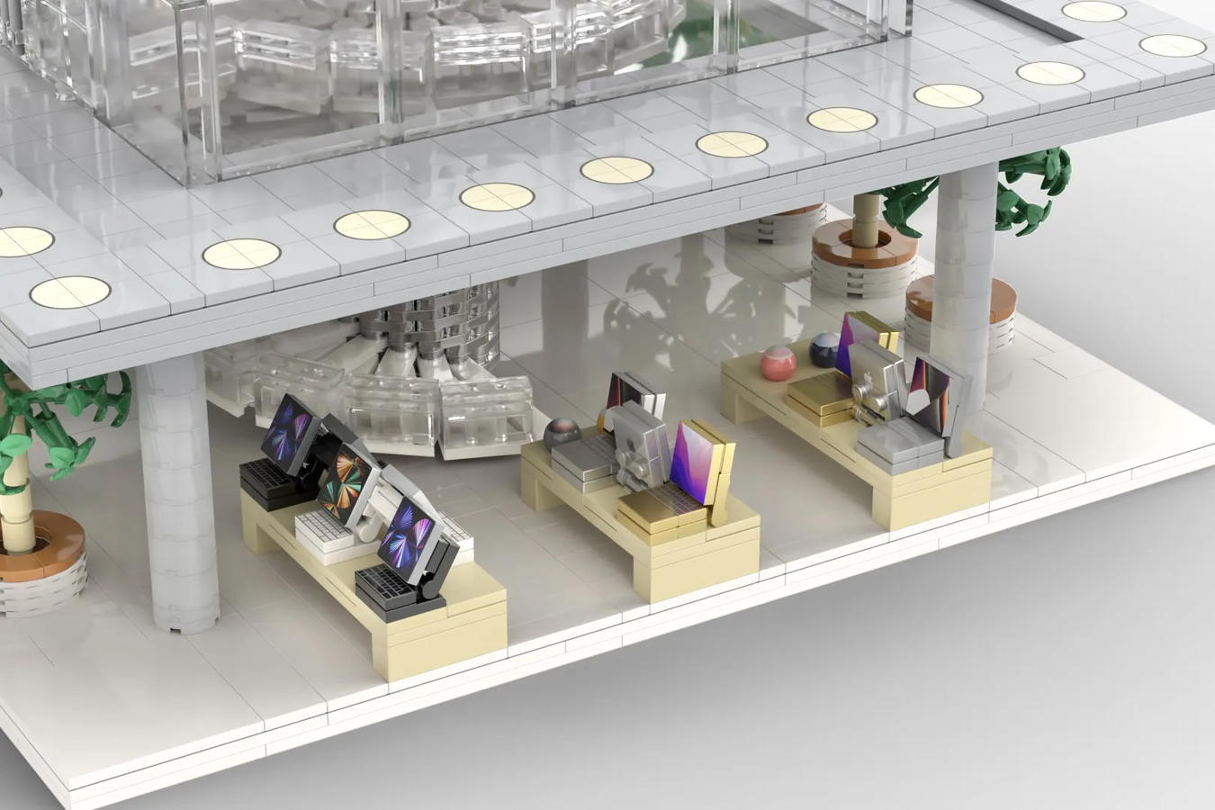 lego store with computer displays