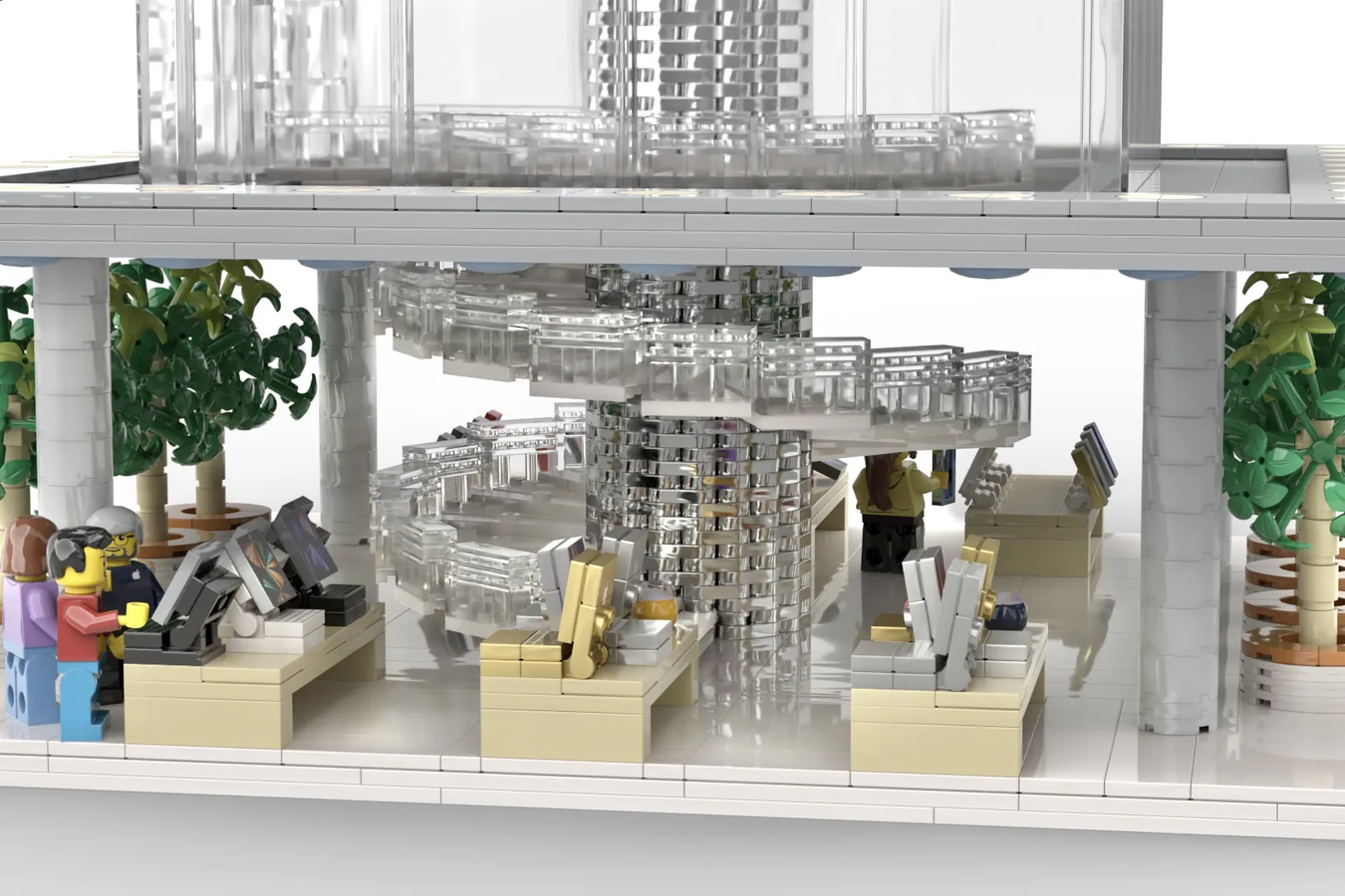 lego store with spiral staircase