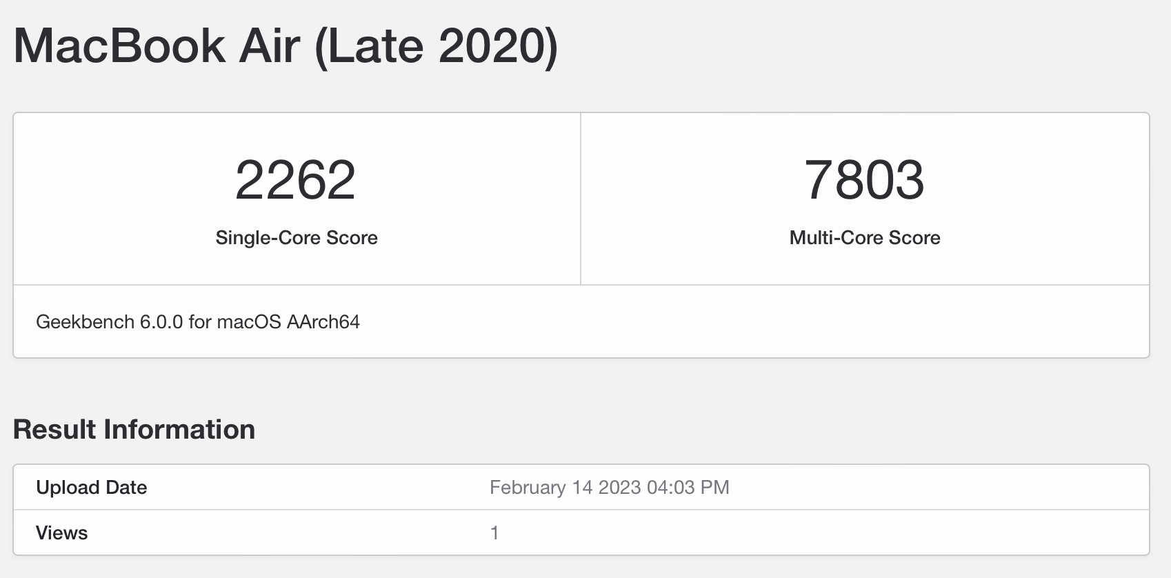 macbook air geekbench score