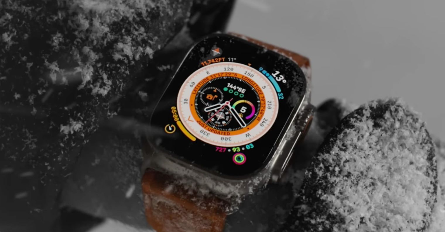 smartwatch in snowy environment