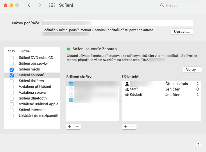 Sdileni seznam macOS
