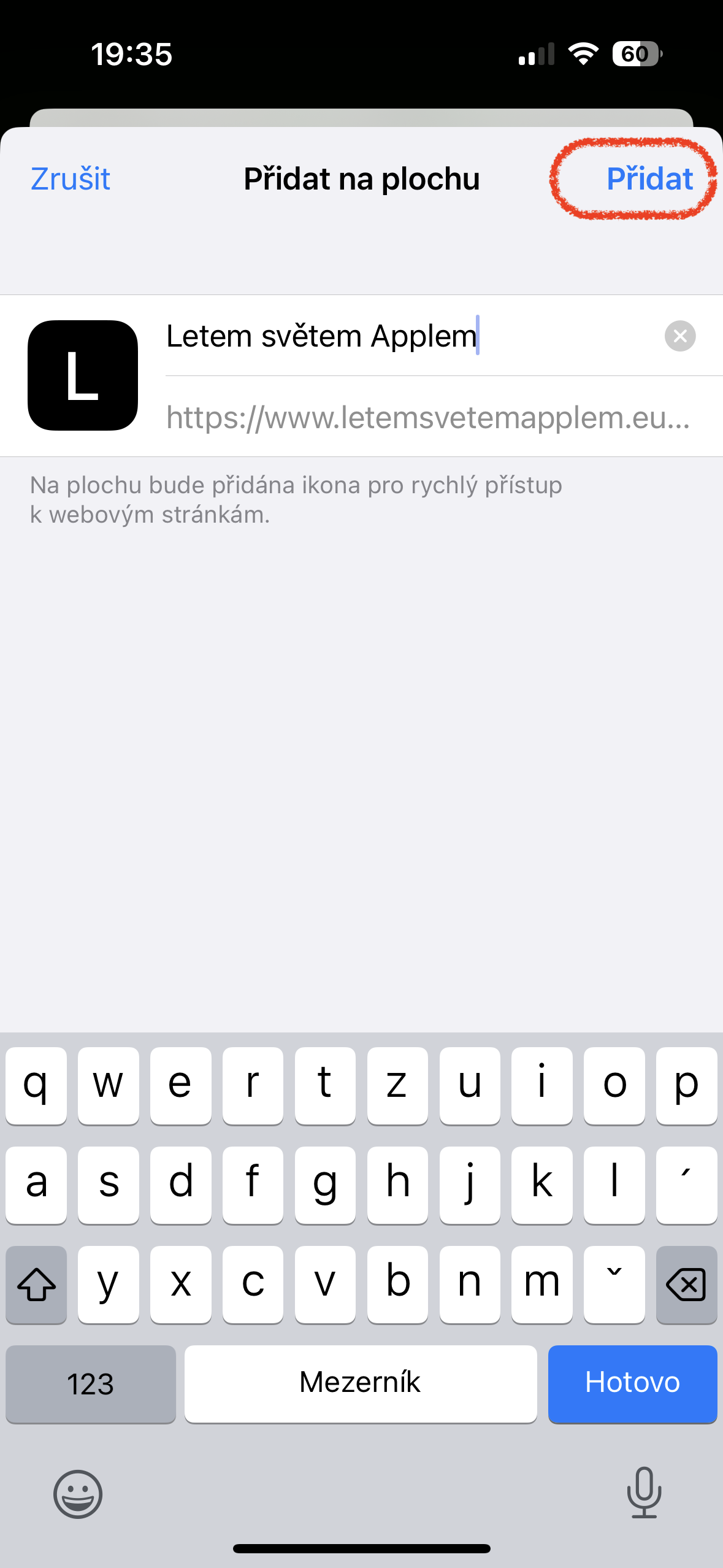 add to home screen letem svetem applem