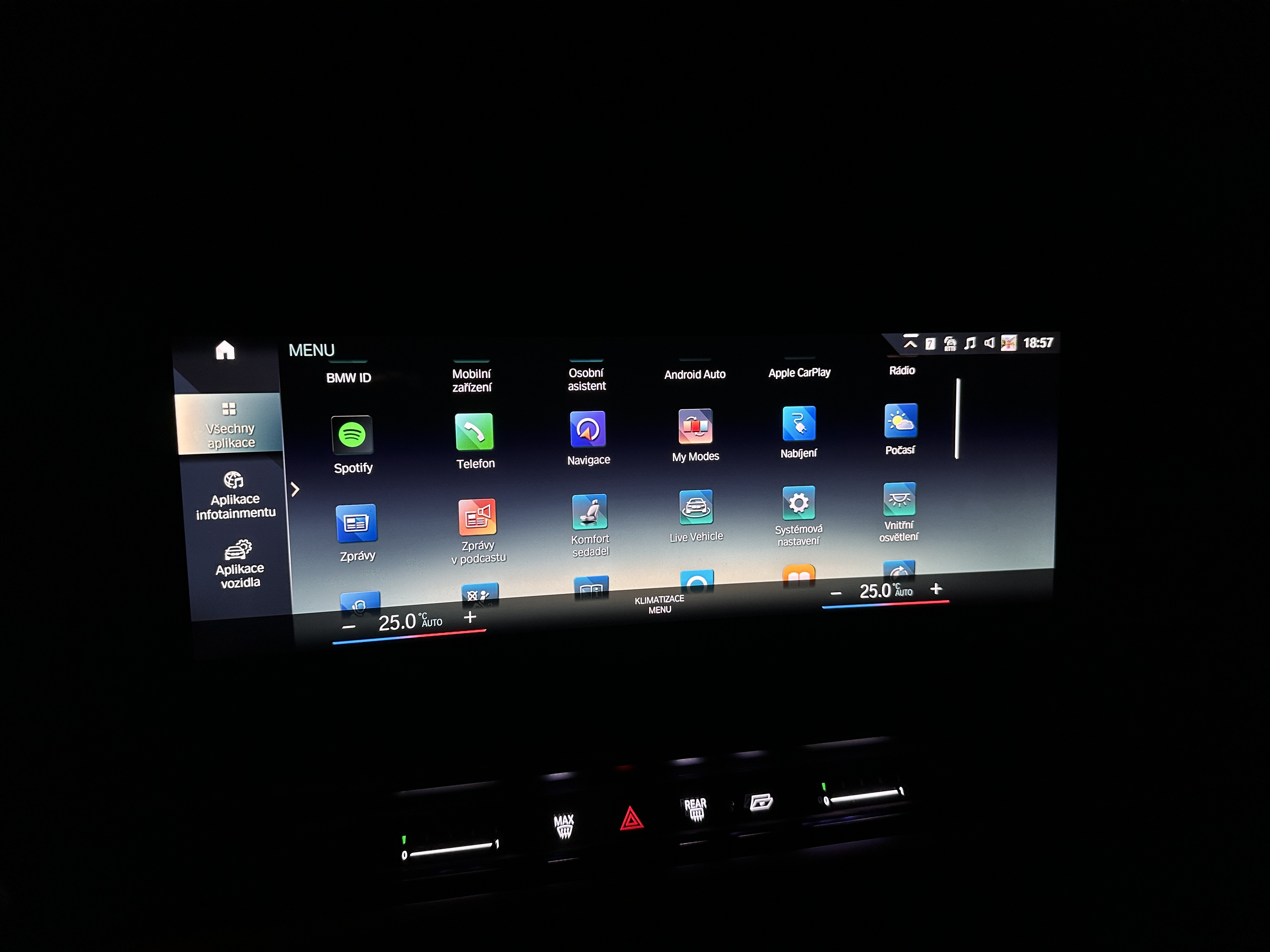 car dashboard night display