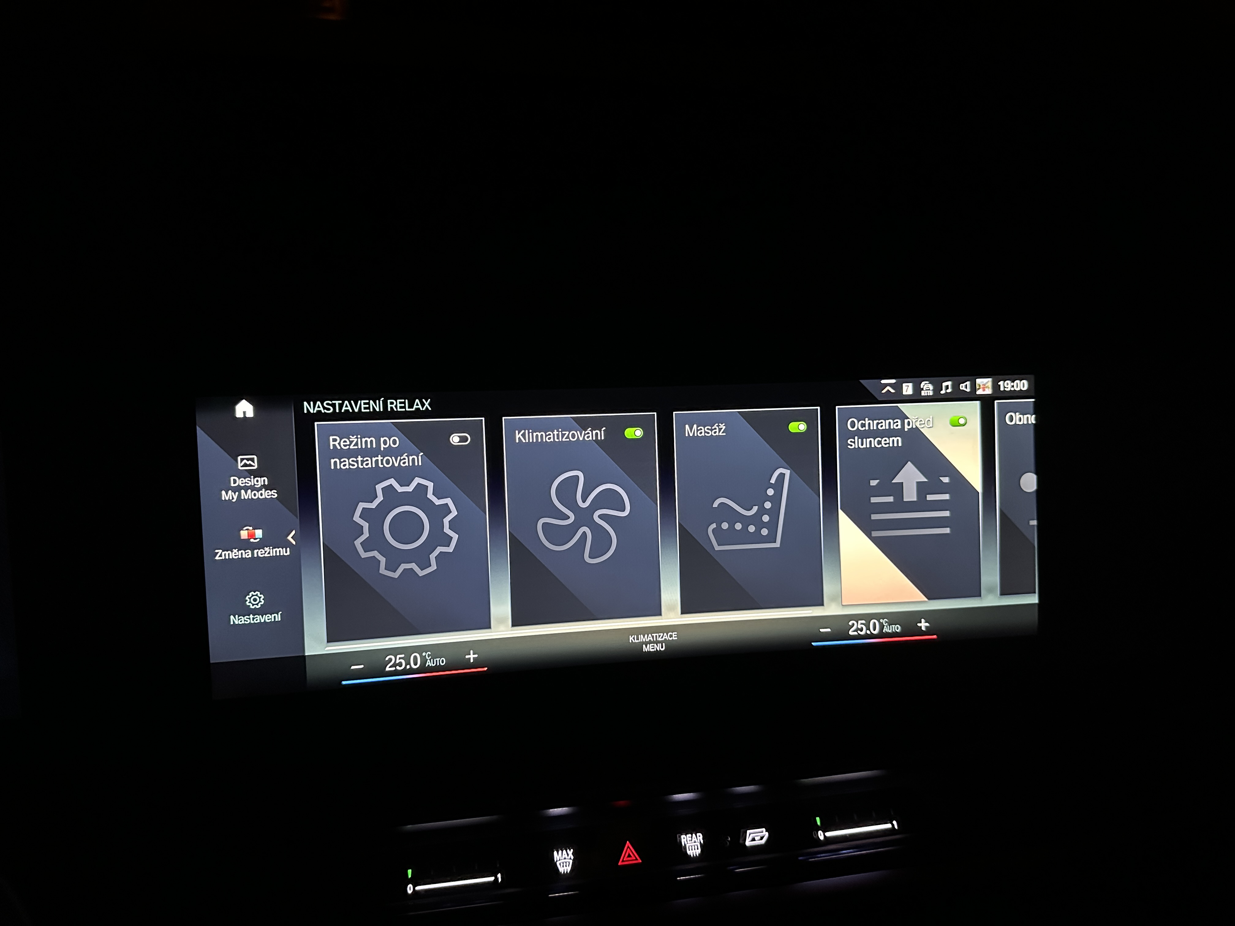 car dashboard relax options