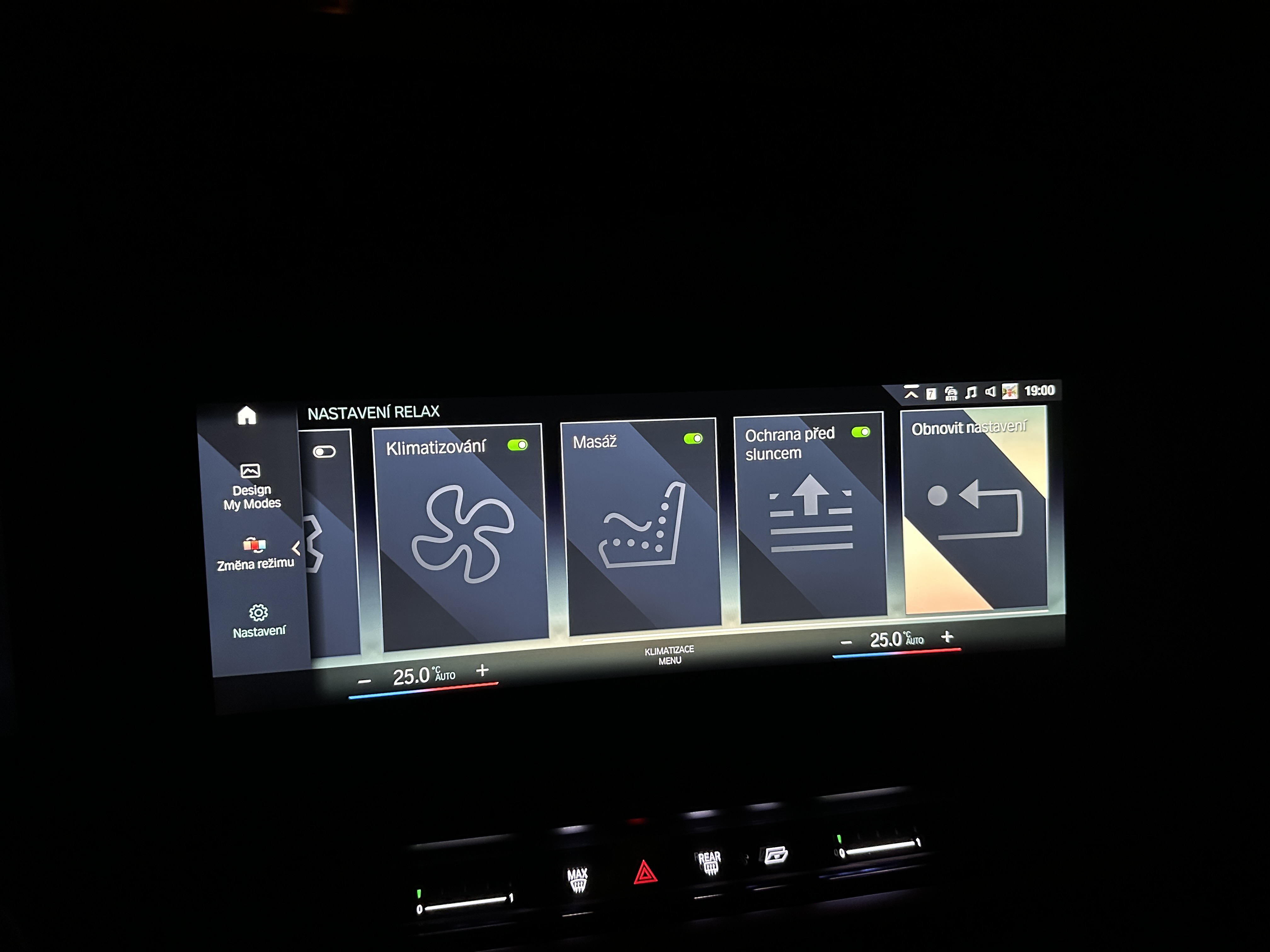 car dashboard relax settings