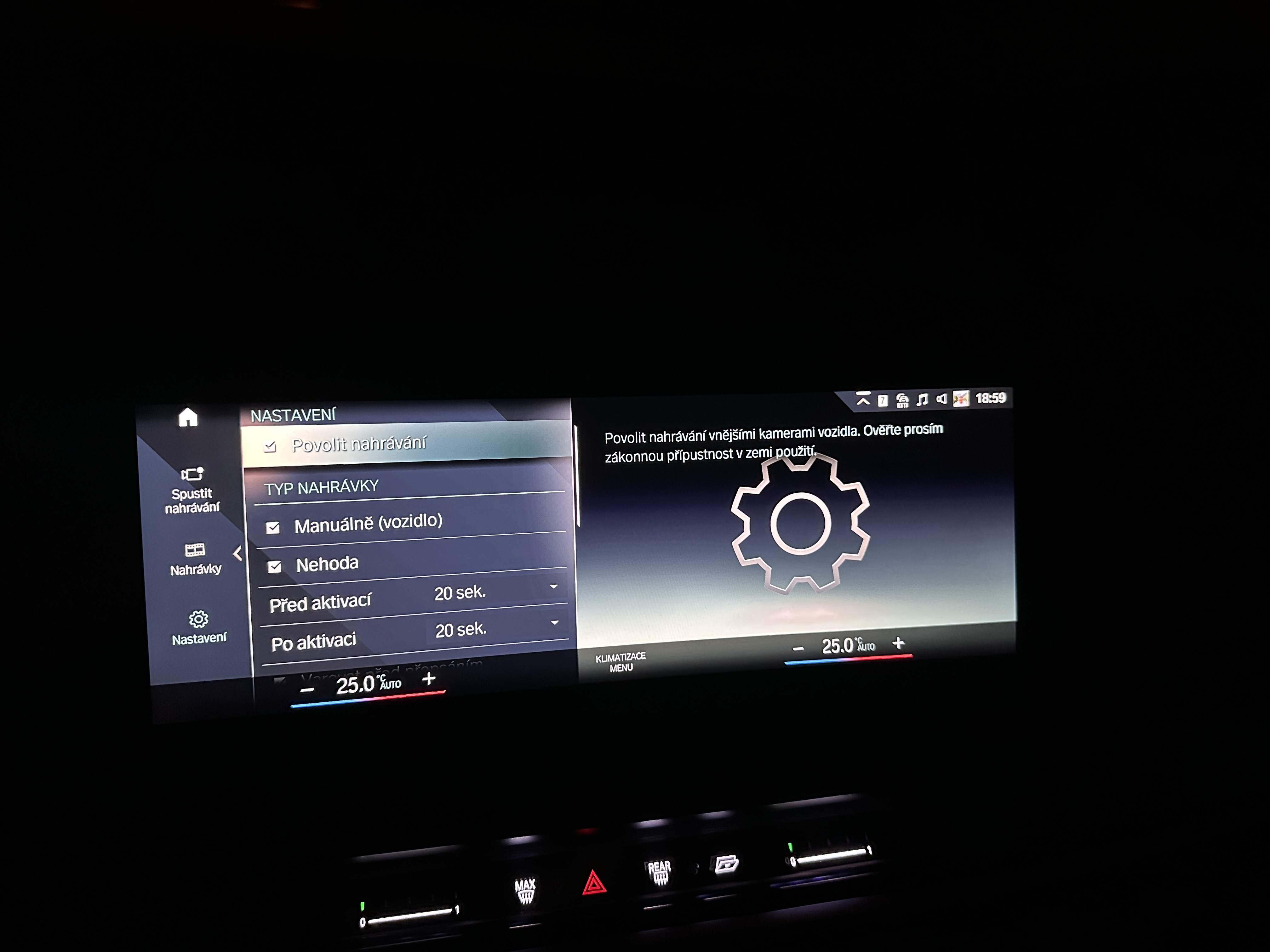 car dashboard settings display