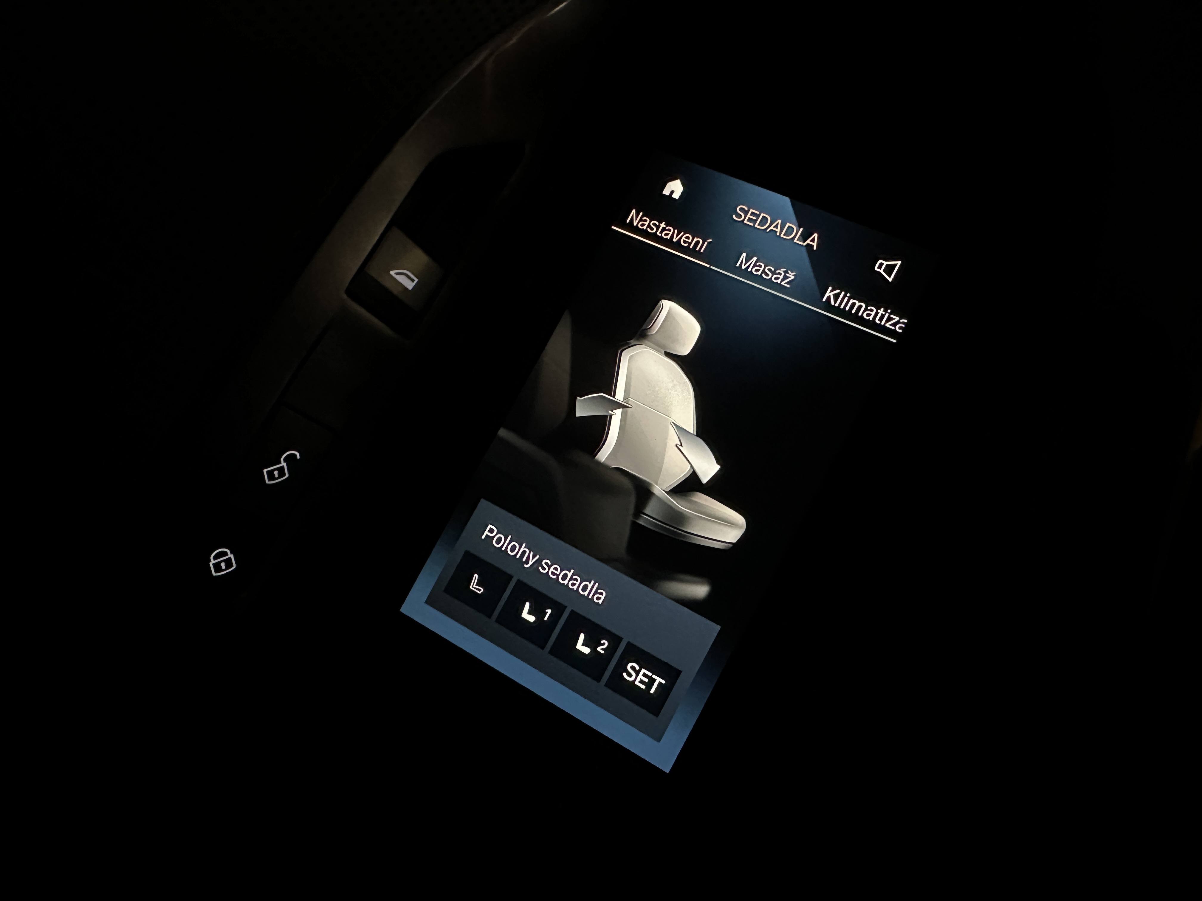 car seat adjustment display
