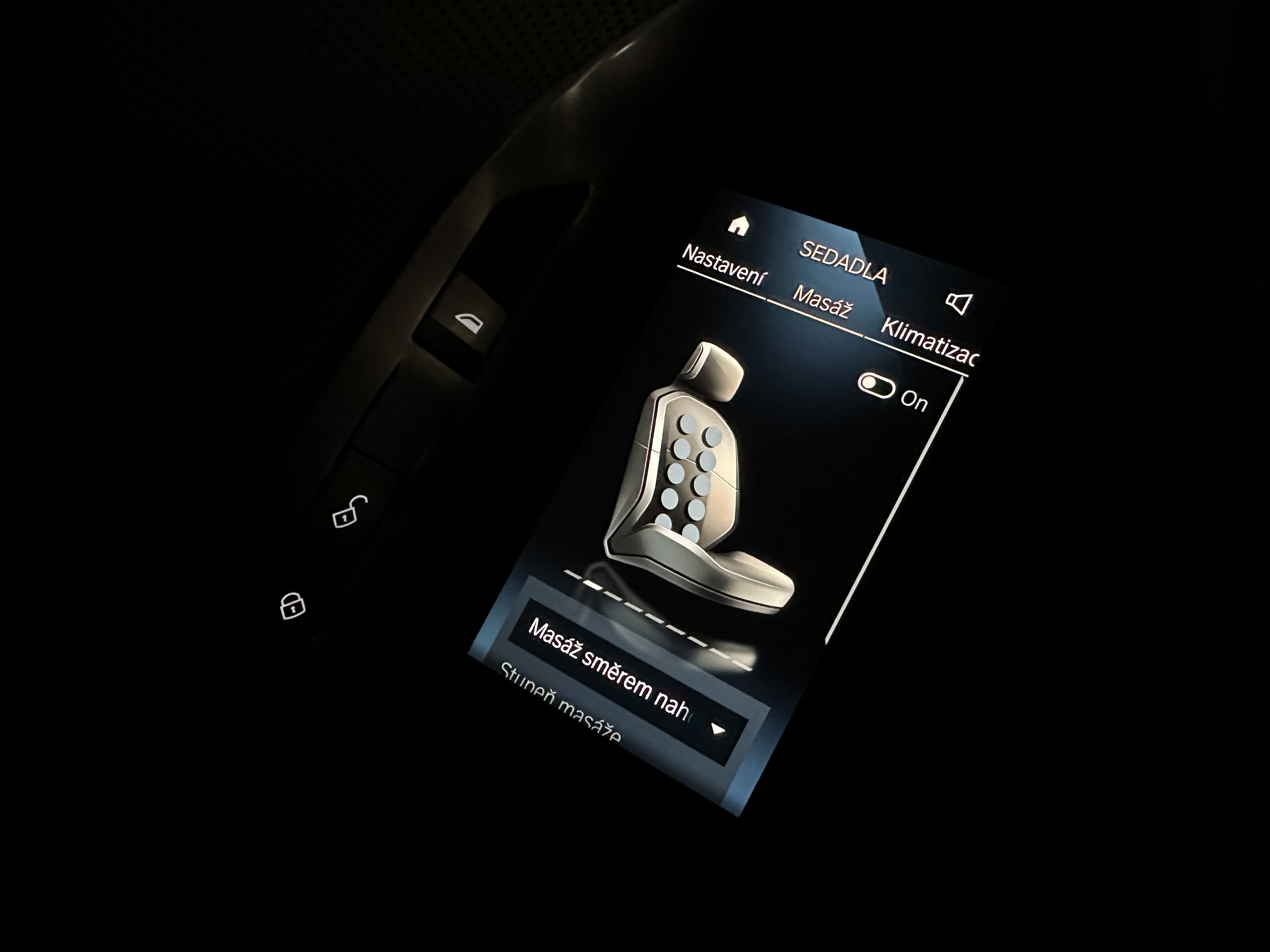 car seat massage control panel