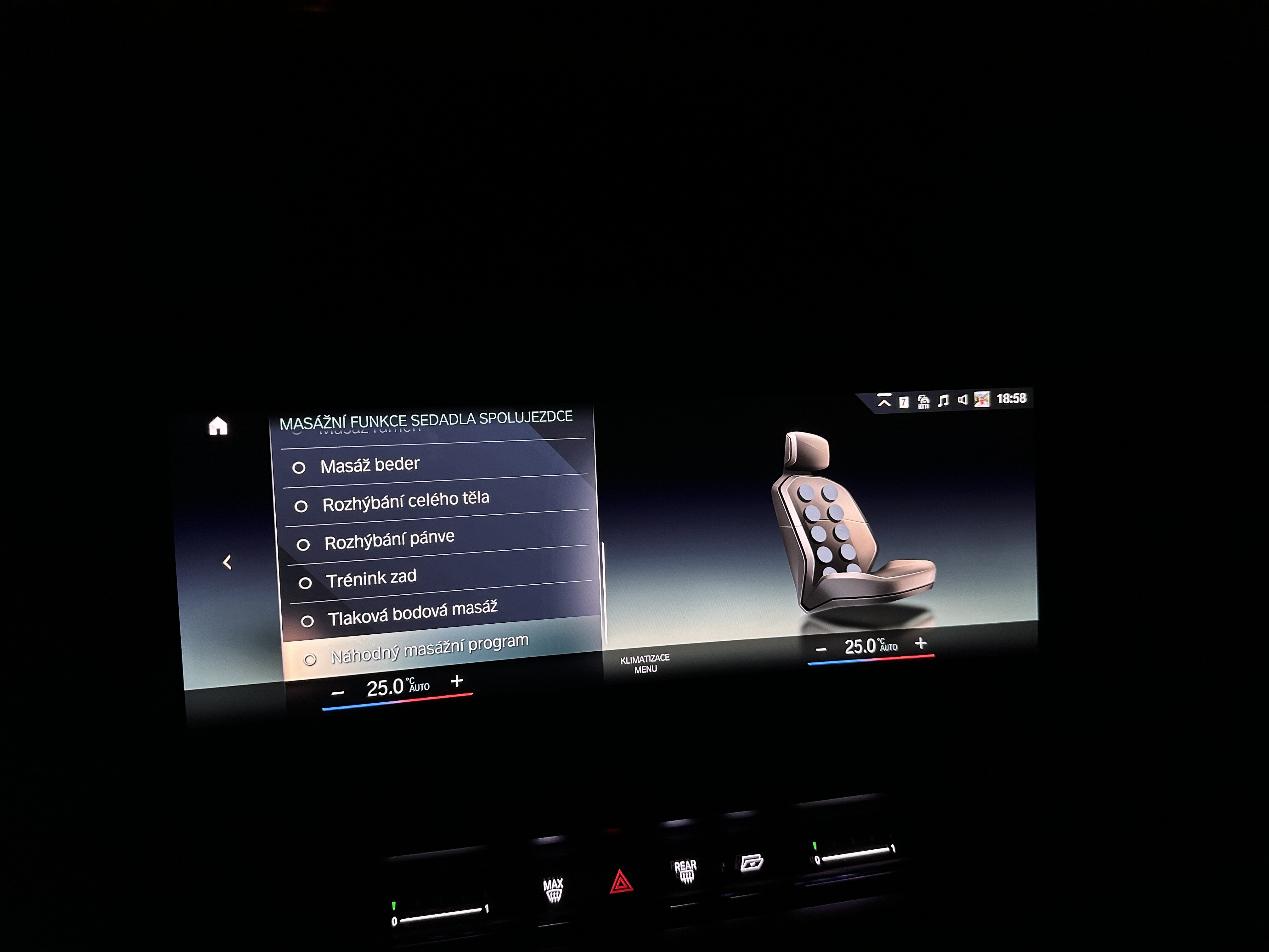 car seat massage intensity